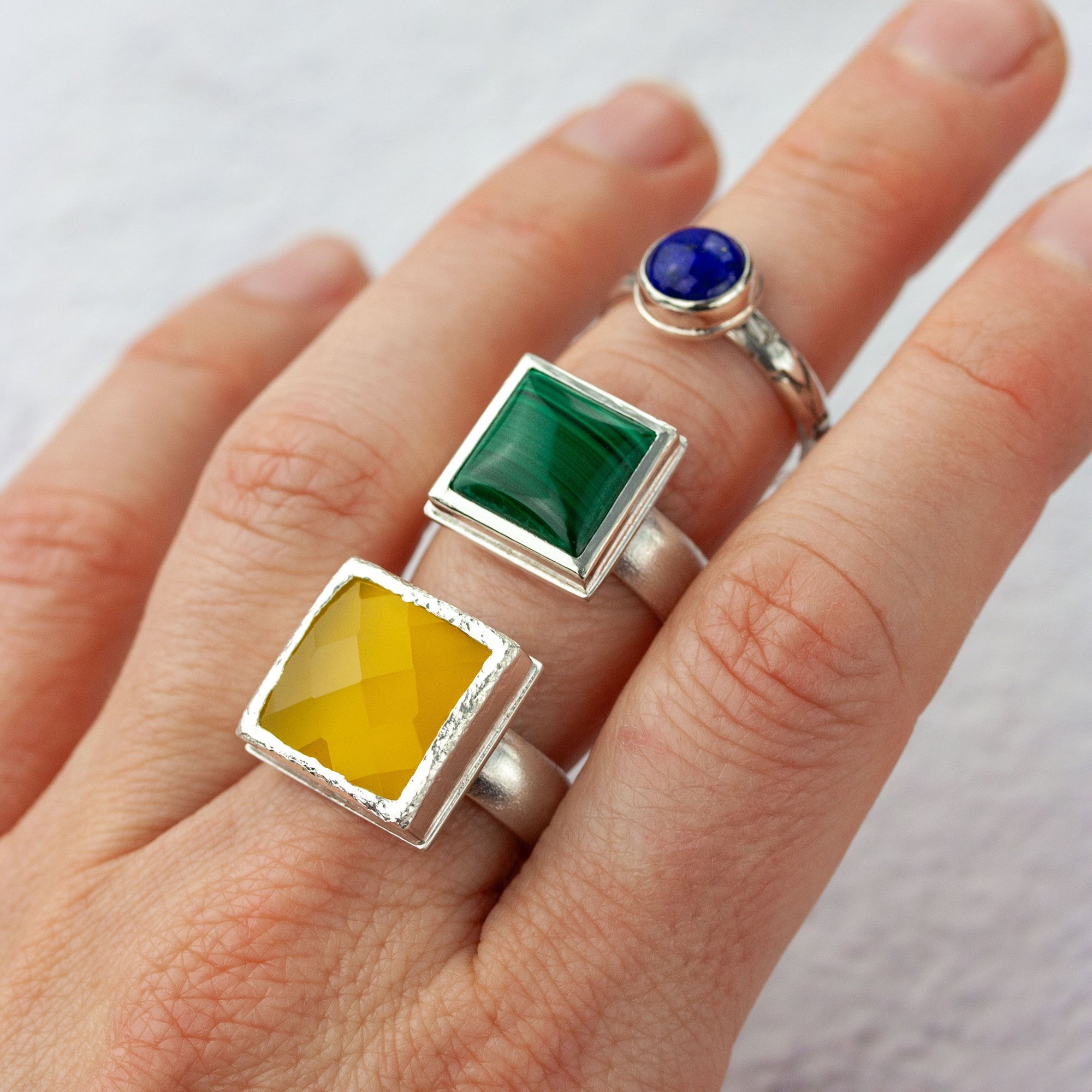 stone and sterling silver rings by houston, tx jeweler, geophilia studio