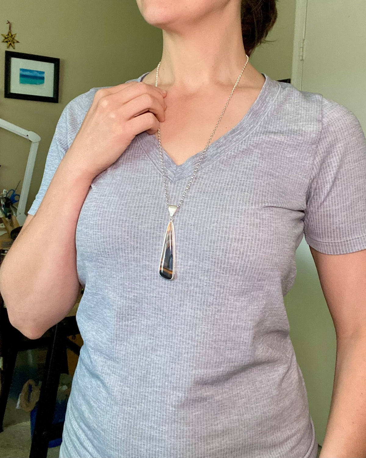 Gray Botswana Agate Pendant