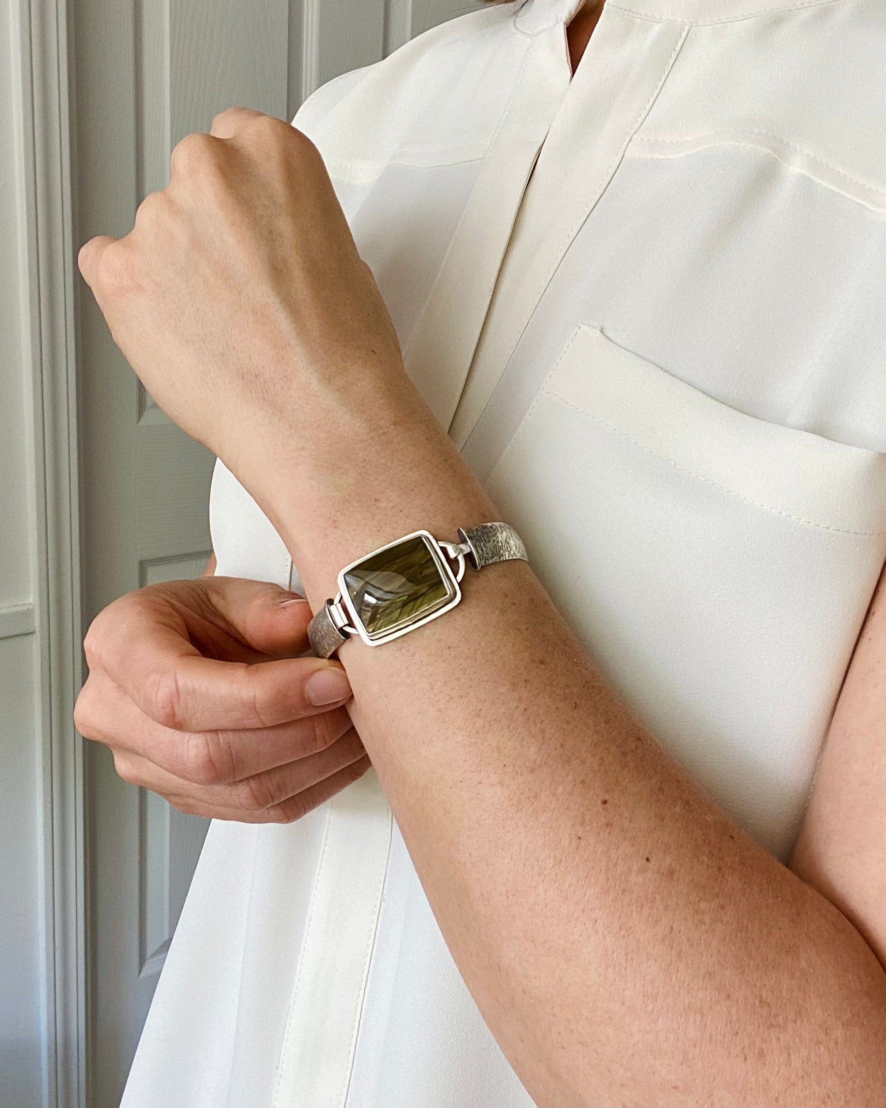 Edge of Reality | Picture Jasper Hinged Bracelet