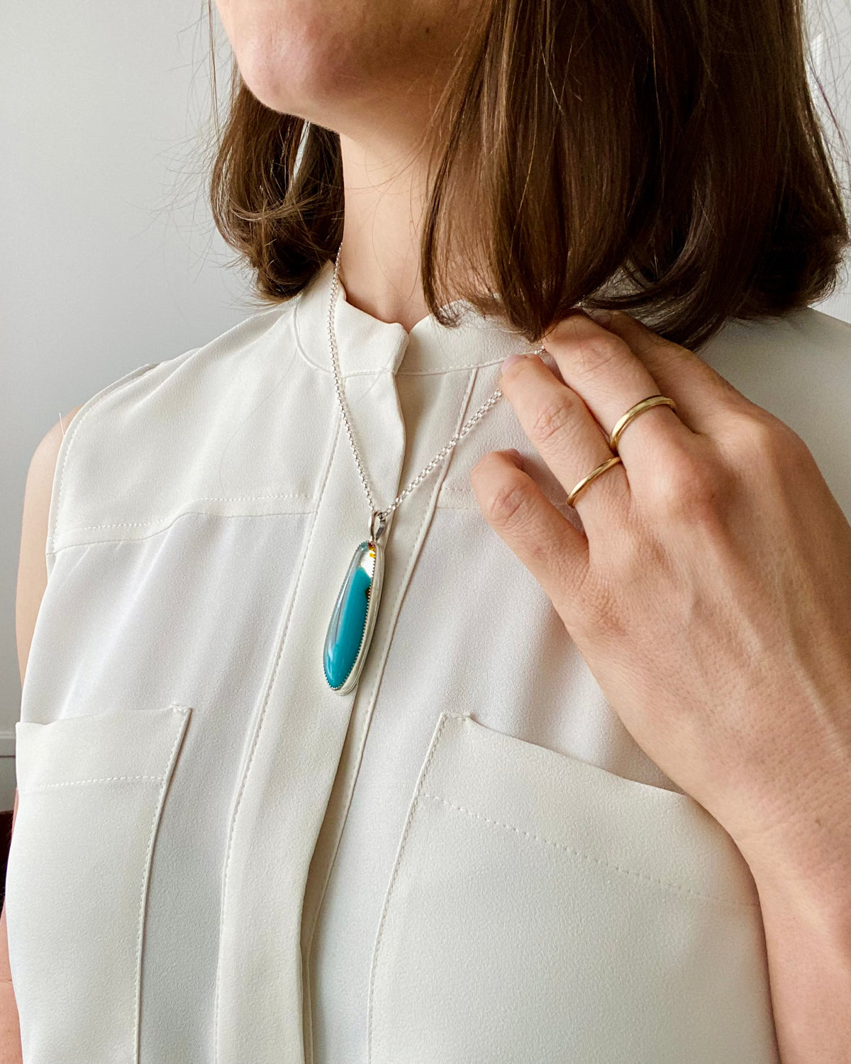 Riptide | Long blue glass pendant