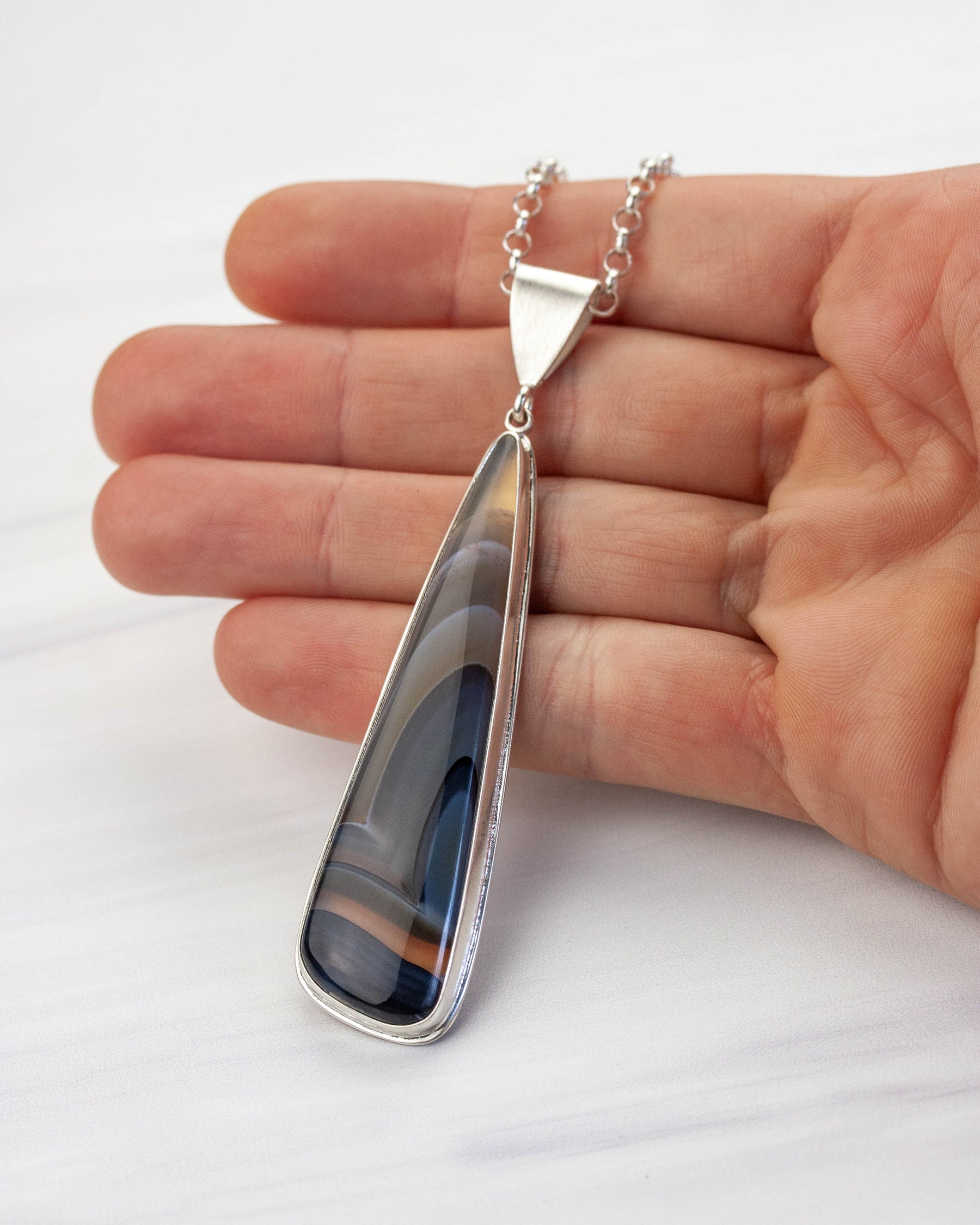 Gray Botswana Agate Pendant