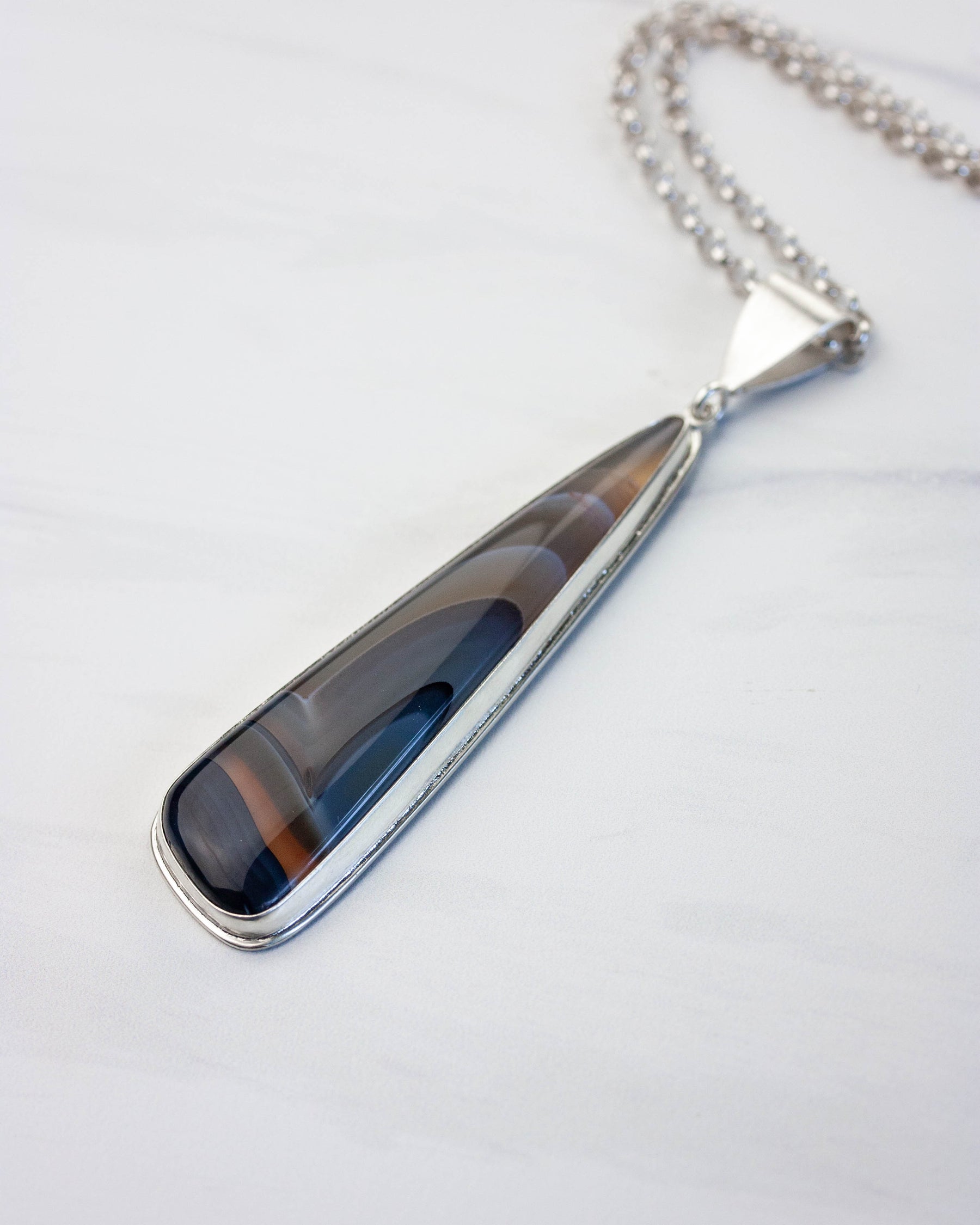 Gray Botswana Agate Pendant