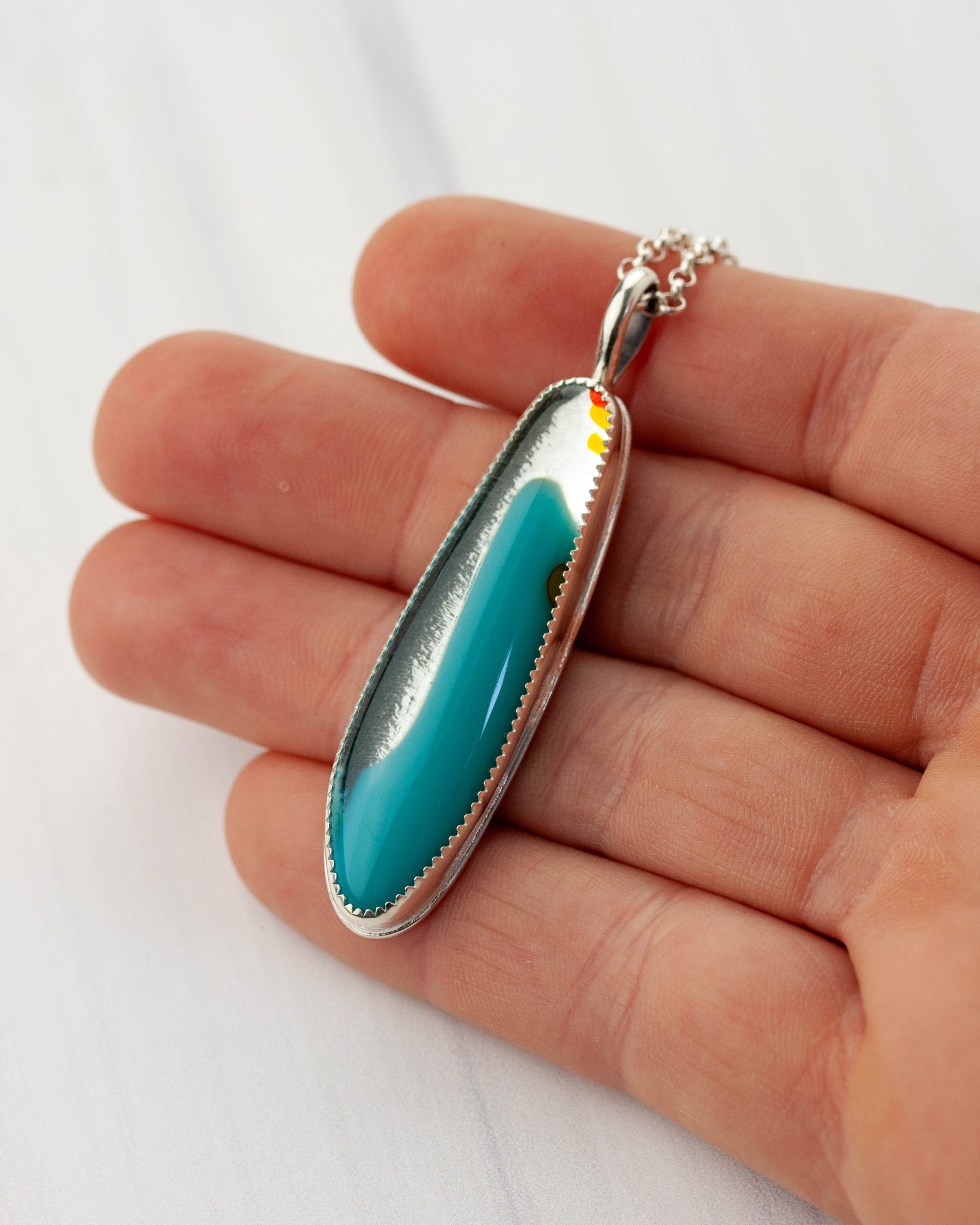 Riptide | Long blue glass pendant