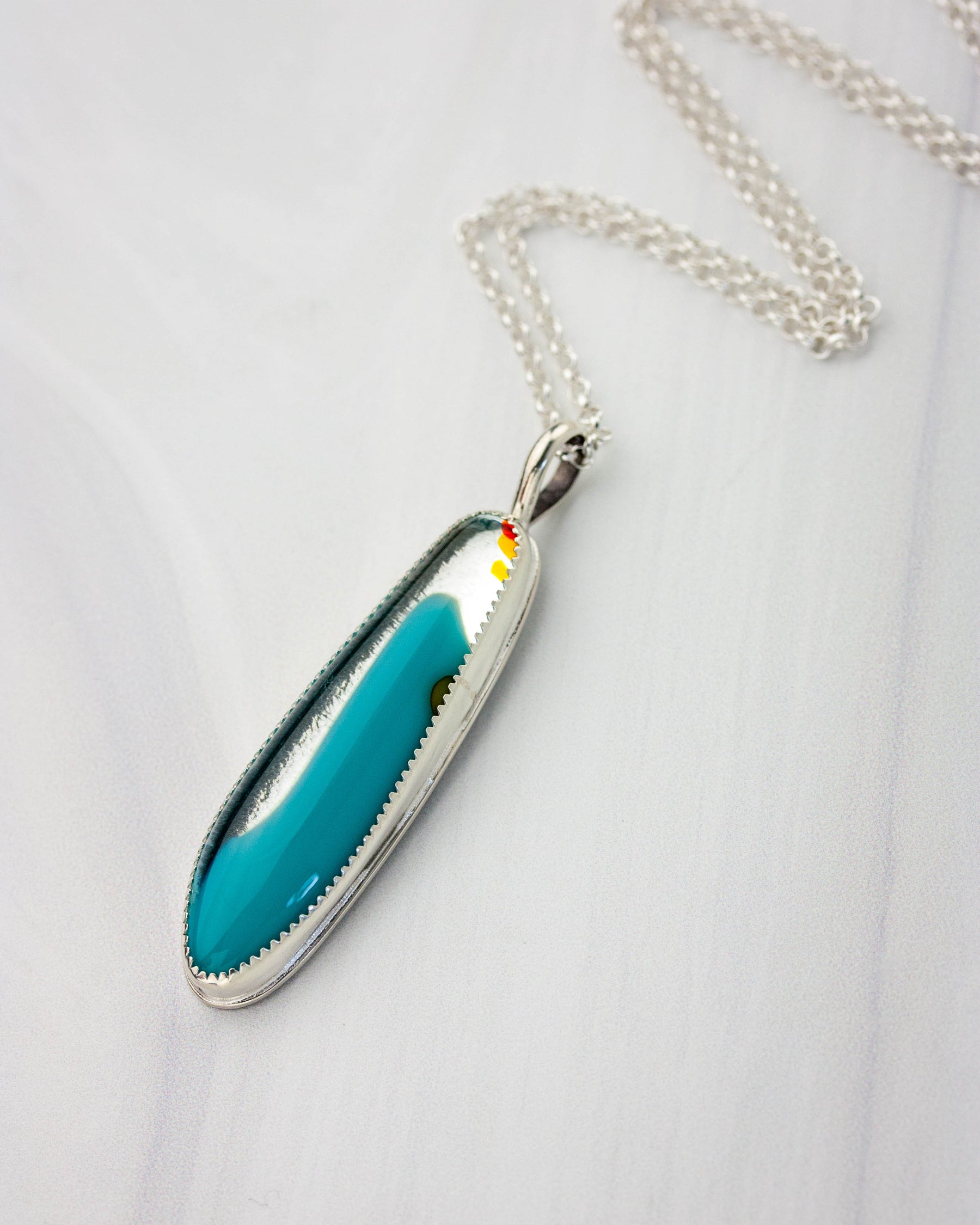 Riptide | Long blue glass pendant