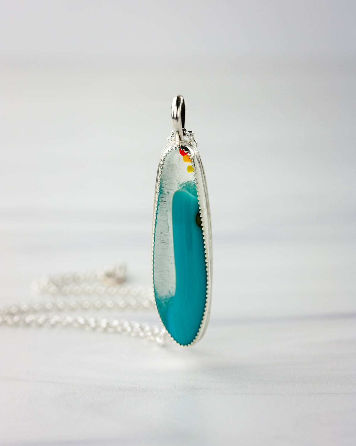 Riptide | Long blue glass pendant