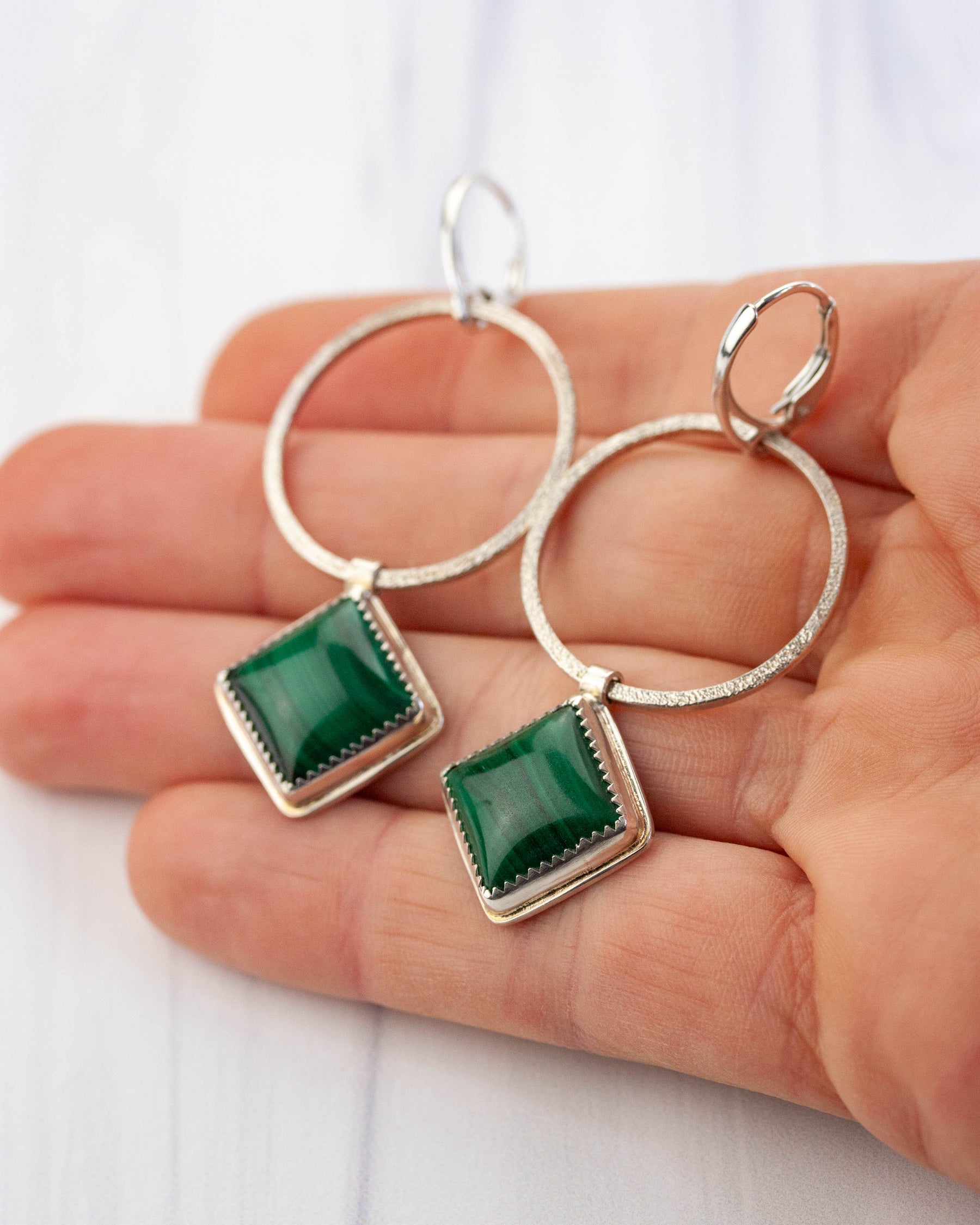 Malachite Hoop Earrings