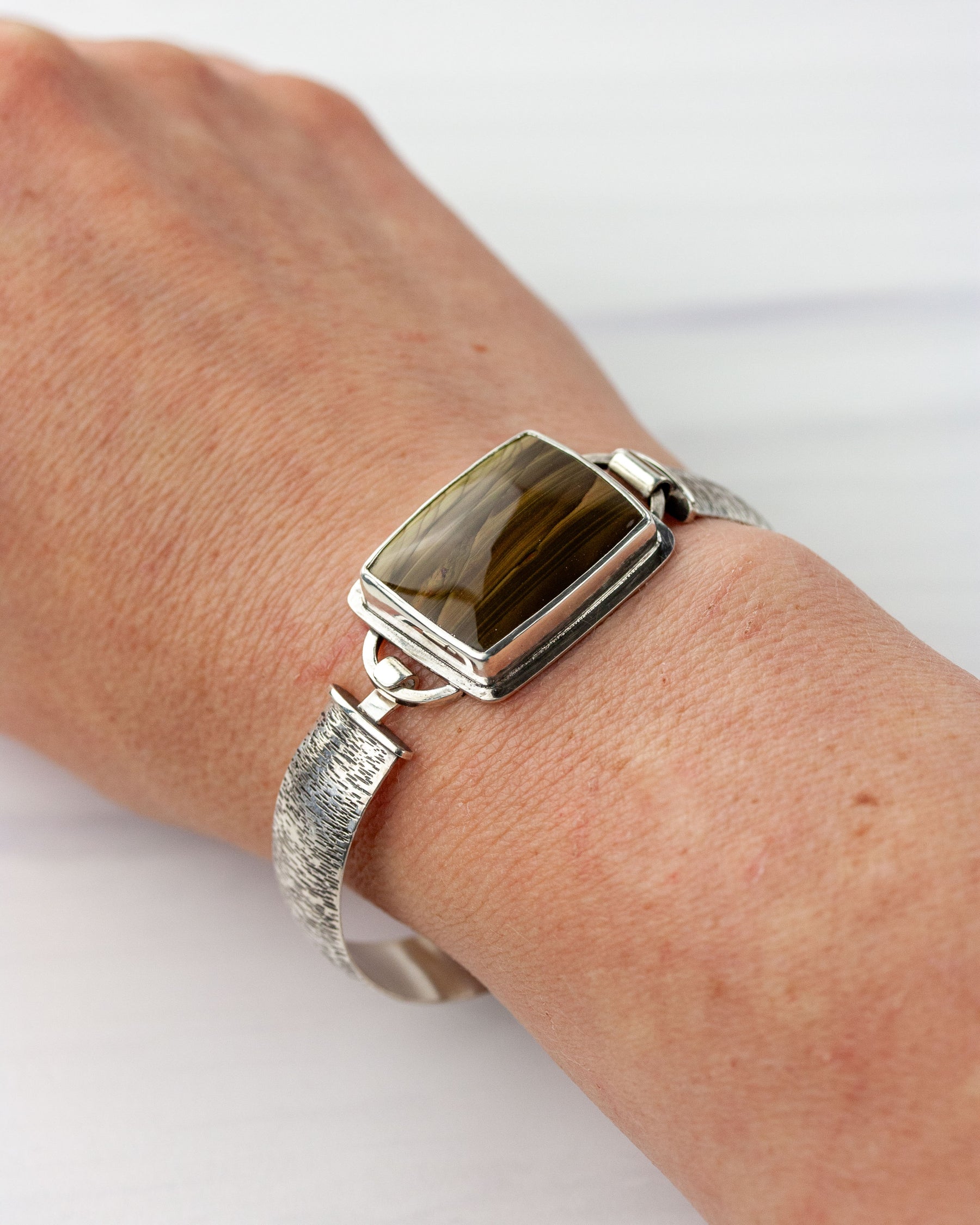 Edge of Reality | Picture Jasper Hinged Bracelet