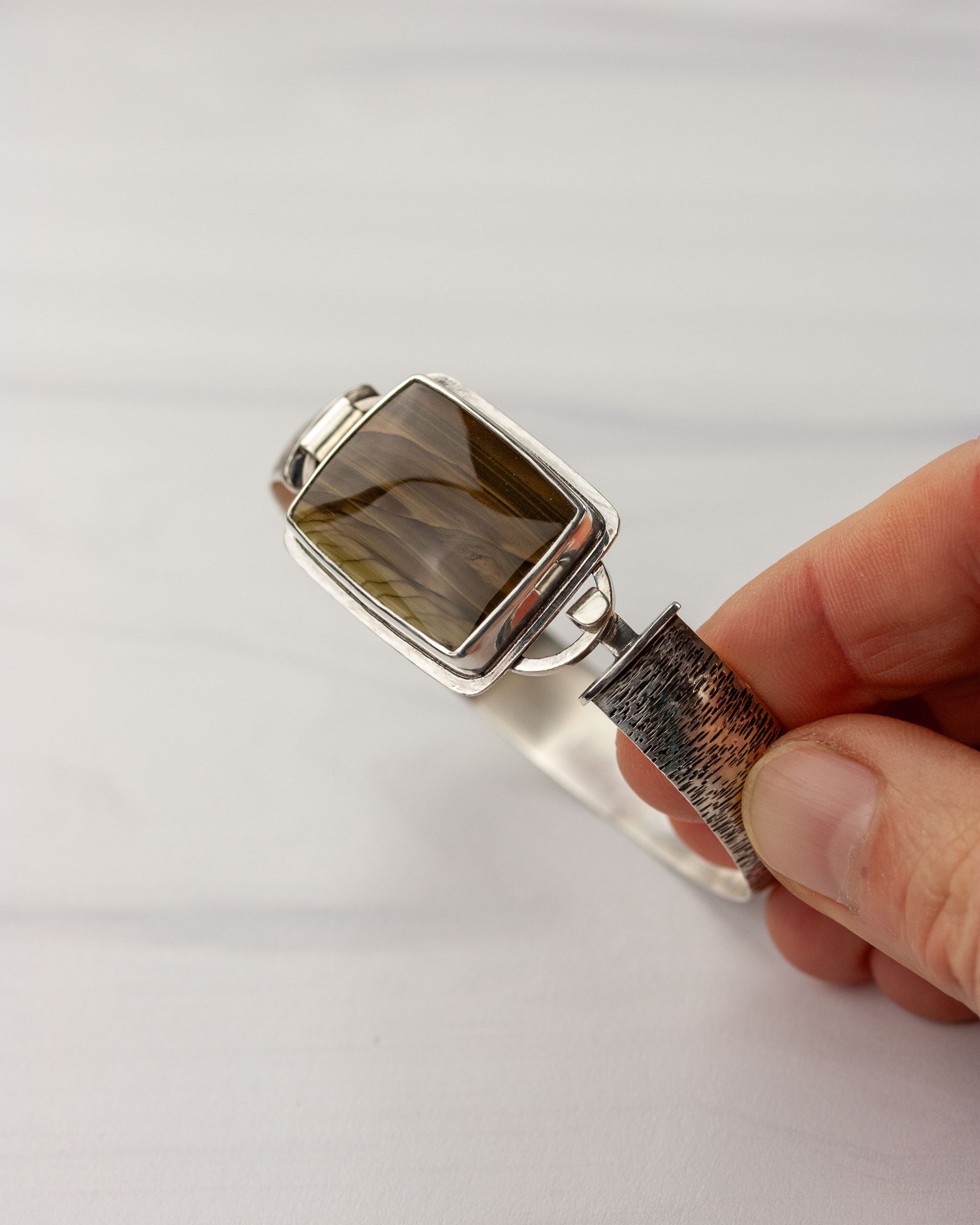 Edge of Reality | Picture Jasper Hinged Bracelet