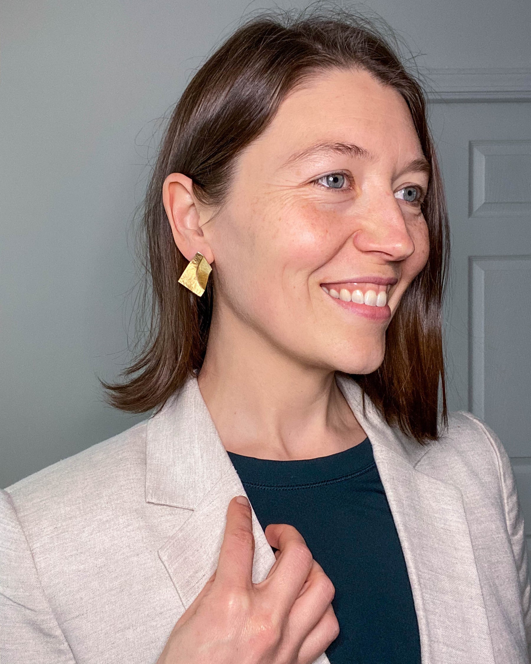 Hemisphere Brass Earrings