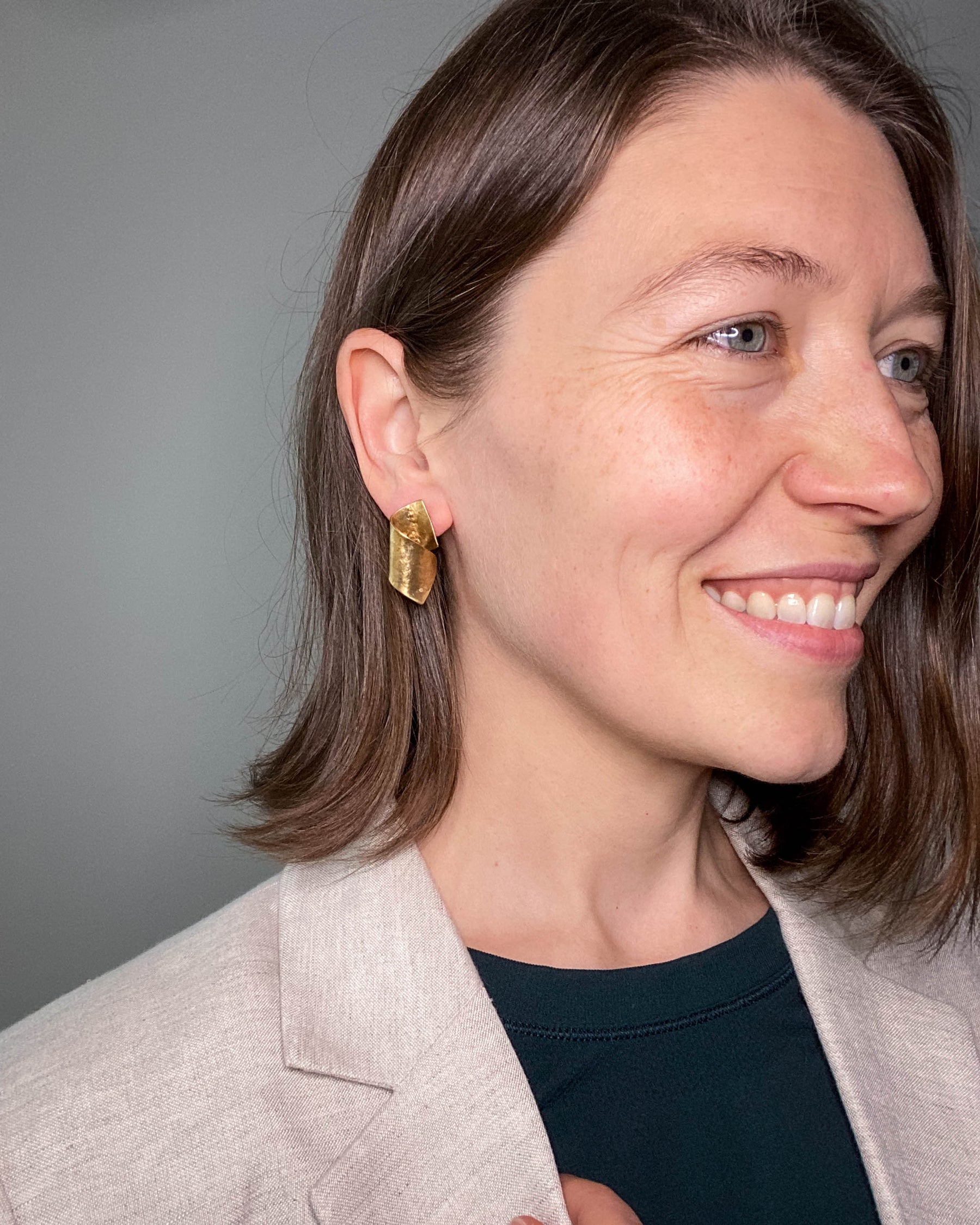 Wave Brass Earrings