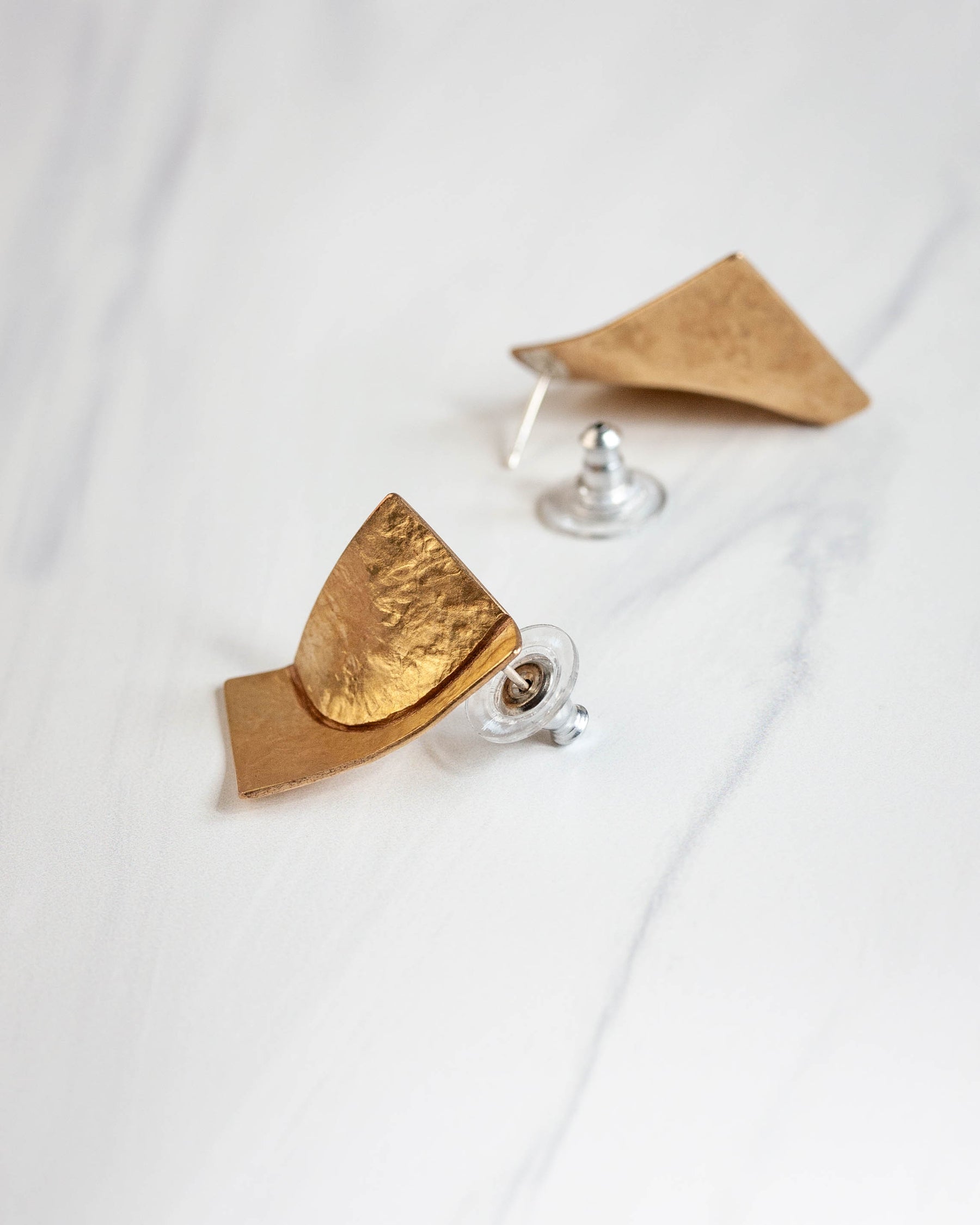 Hemisphere Brass Earrings