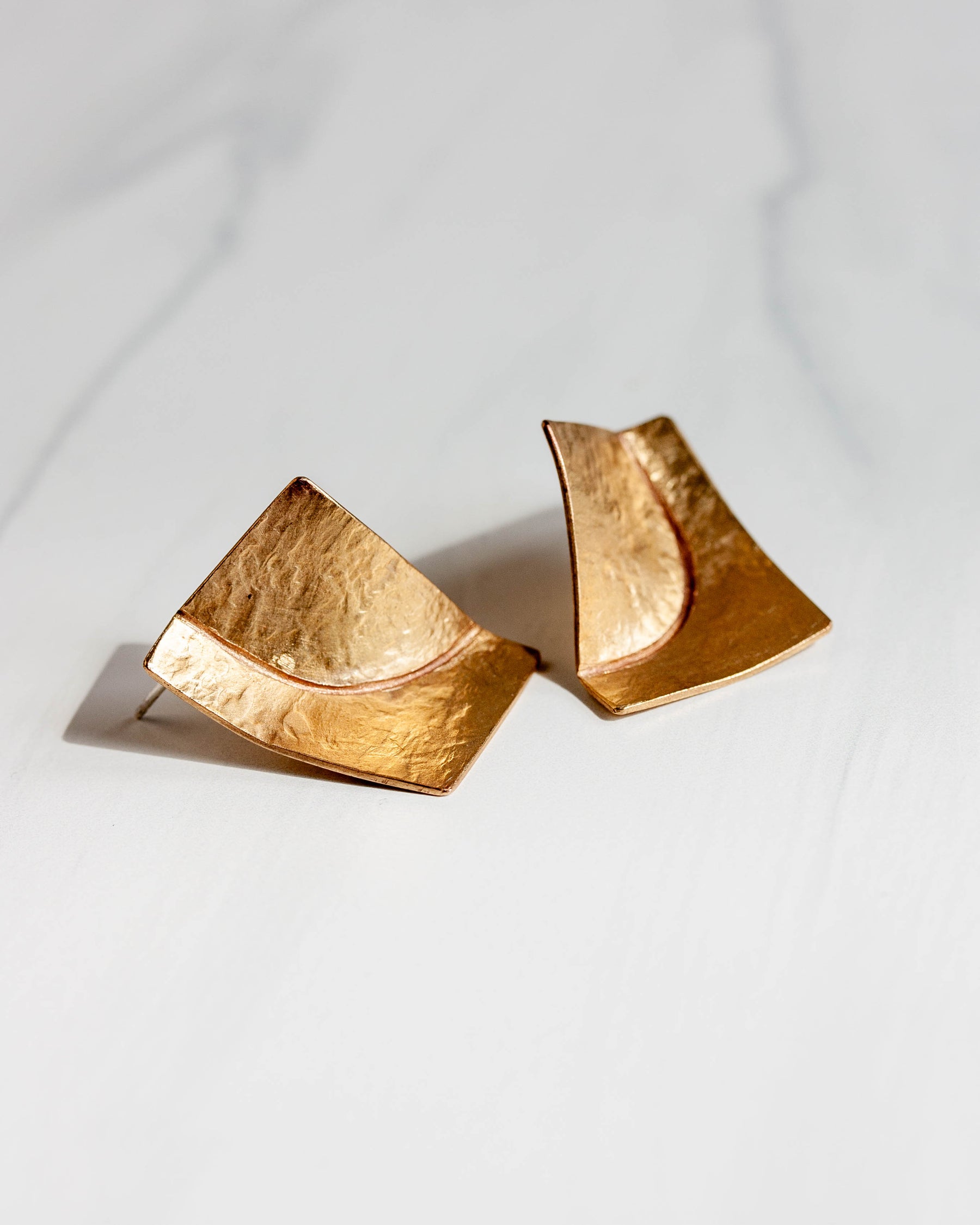 Hemisphere Brass Earrings