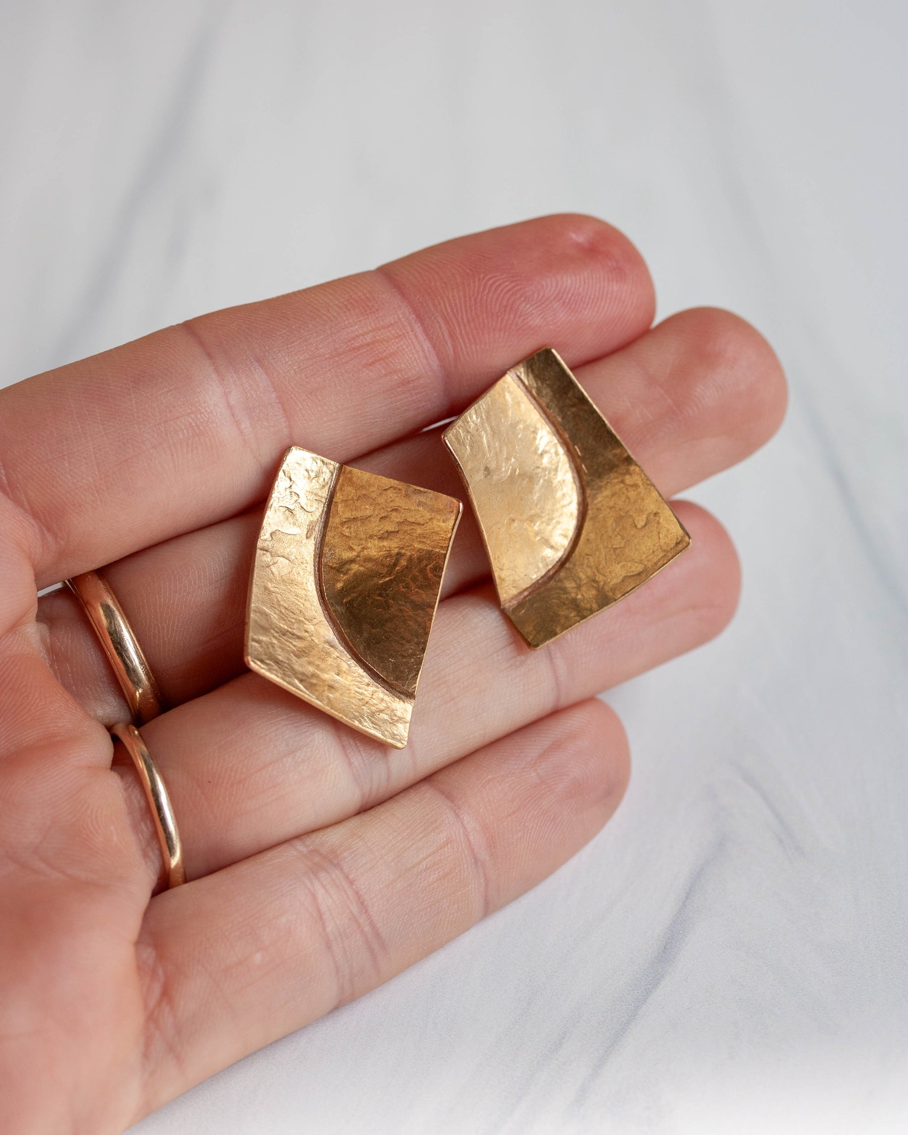 Hemisphere Brass Earrings