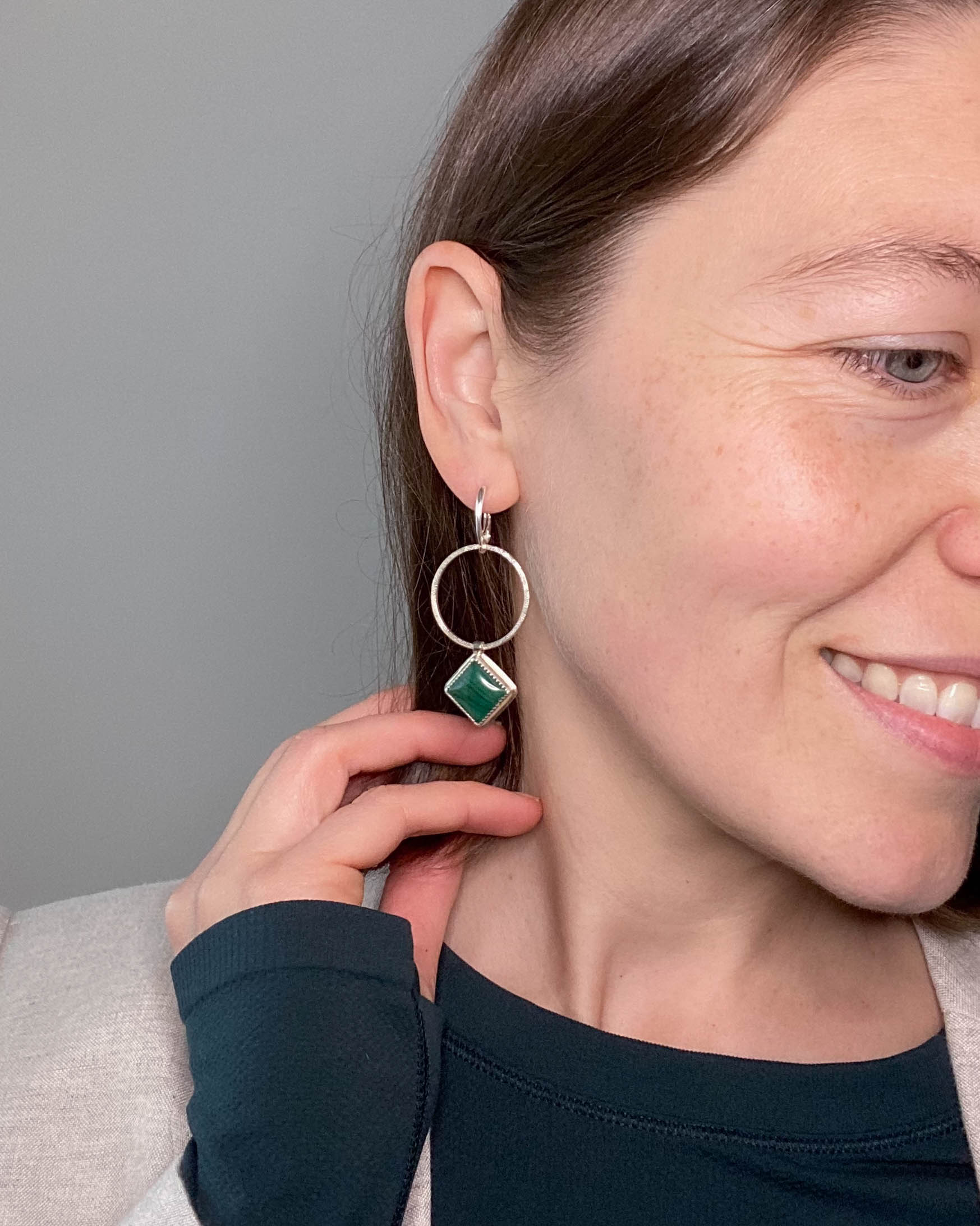 Malachite Hoop Earrings