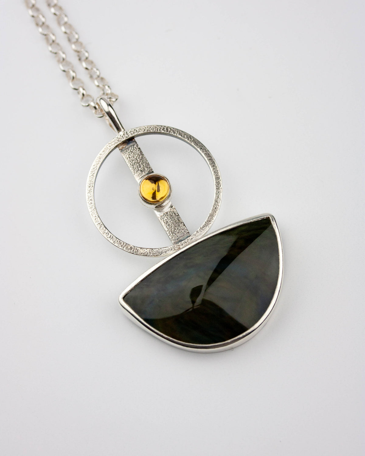 Centered | Obsidian & Citrine Pendant