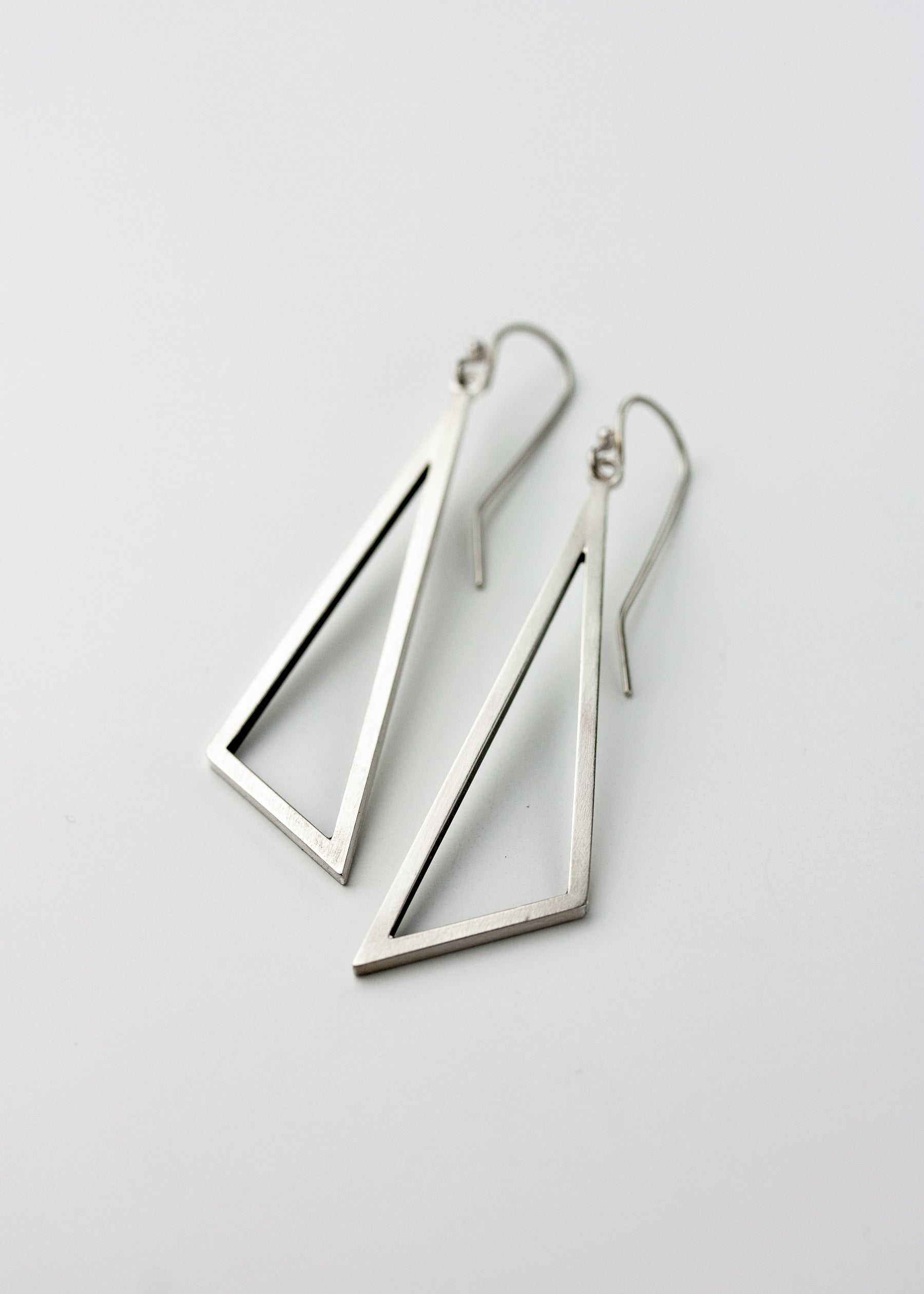 Modern Geometric Triangle Earrings in Sterling Silver