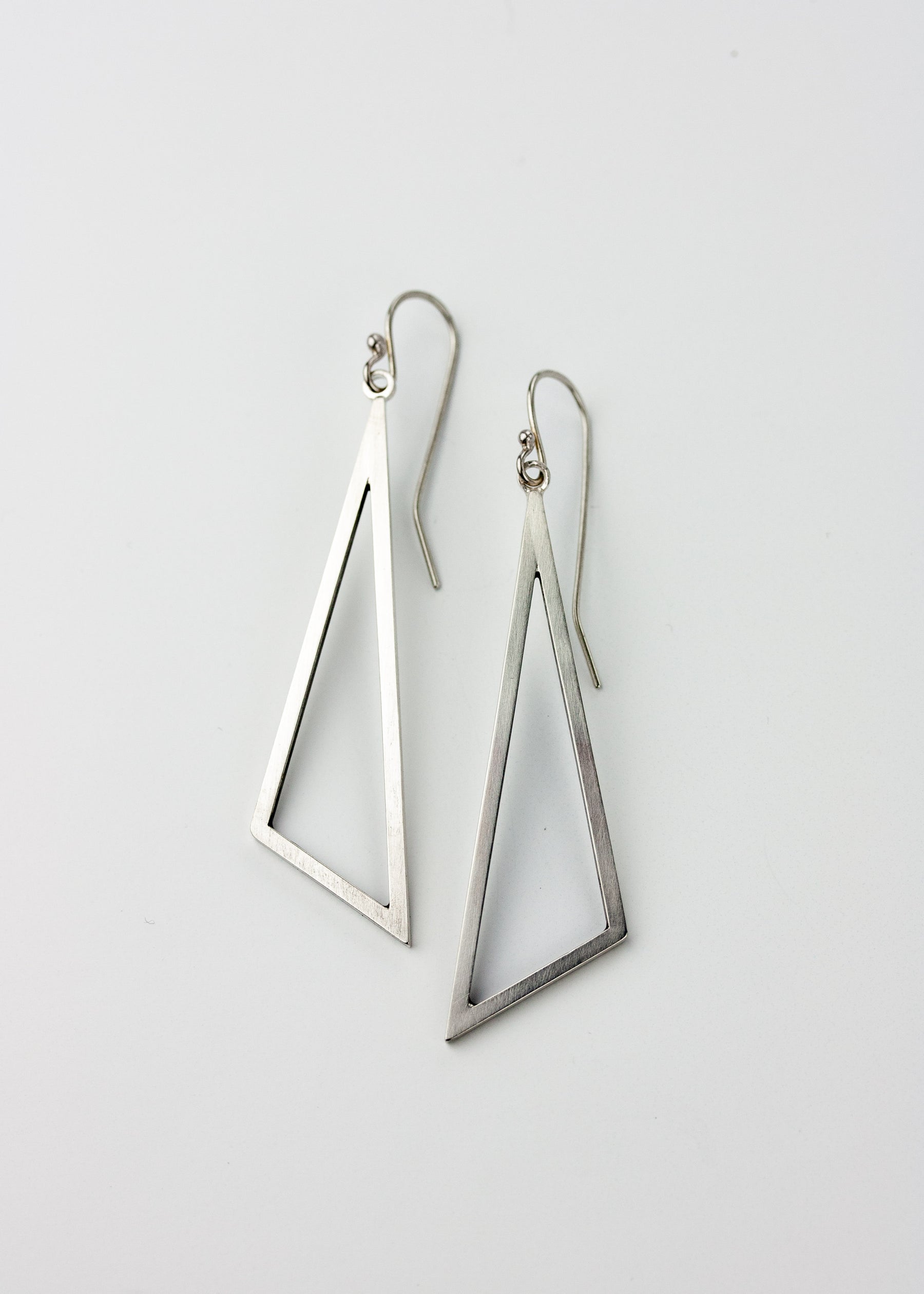 Modern Geometric Triangle Earrings in Sterling Silver