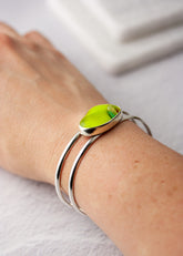 Citron | Yellow Fused Glass Cuff Bracelet
