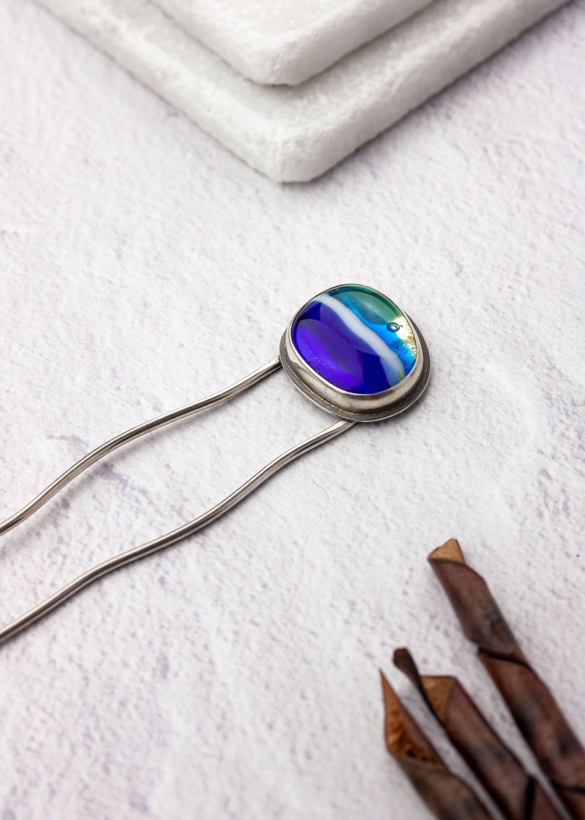 Clear Skies Glass Hair Fork