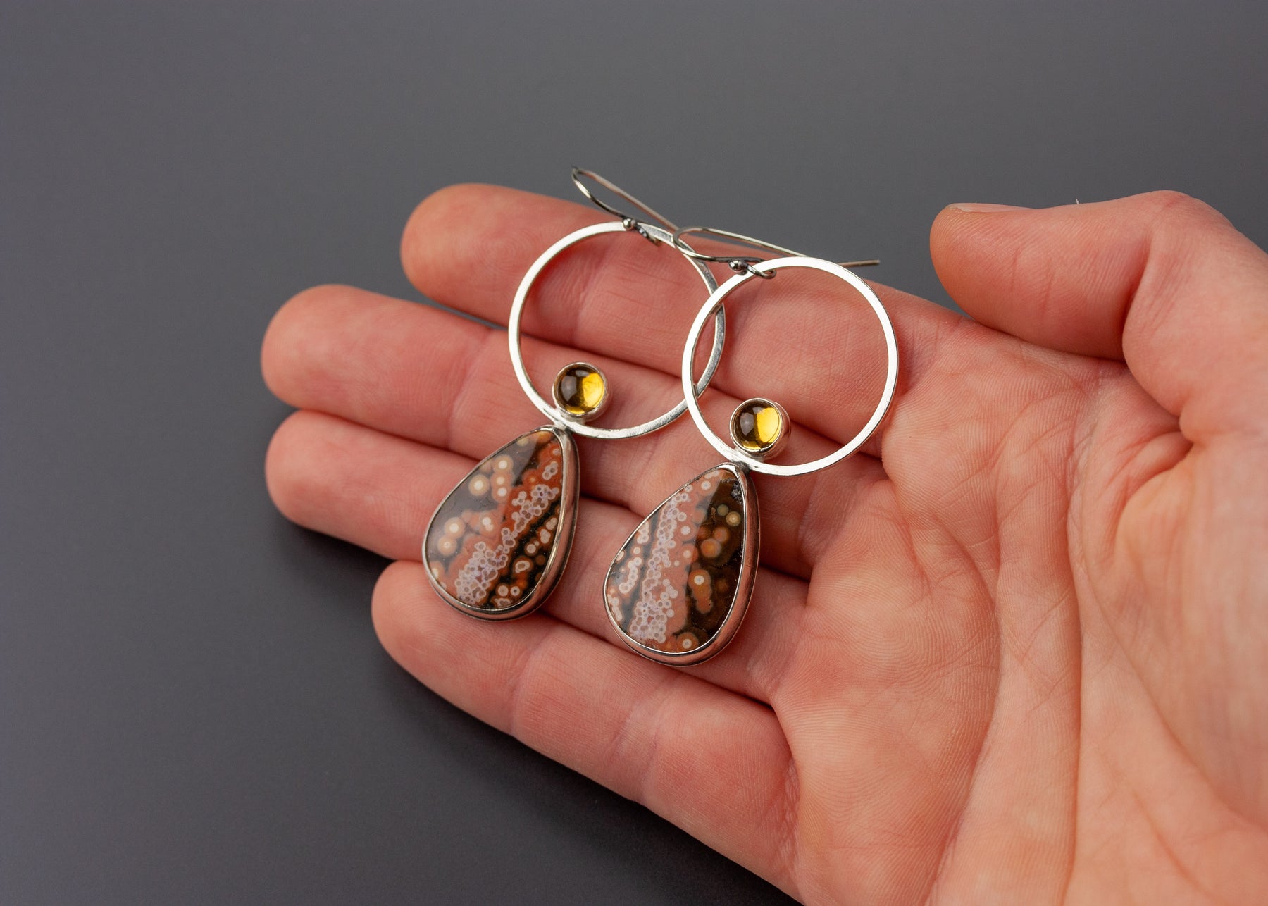 Rising Sun Ocean Jasper Earrings