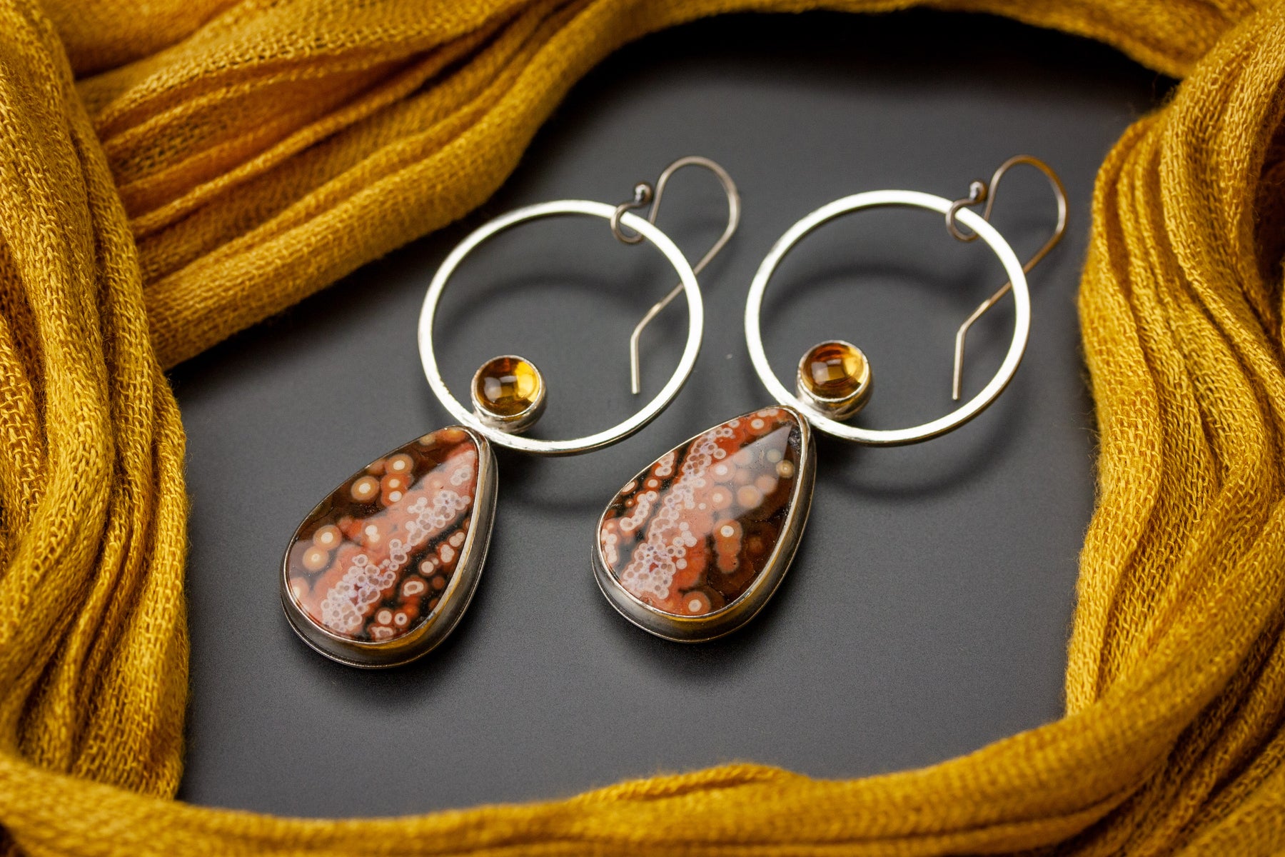 Rising Sun Ocean Jasper Earrings