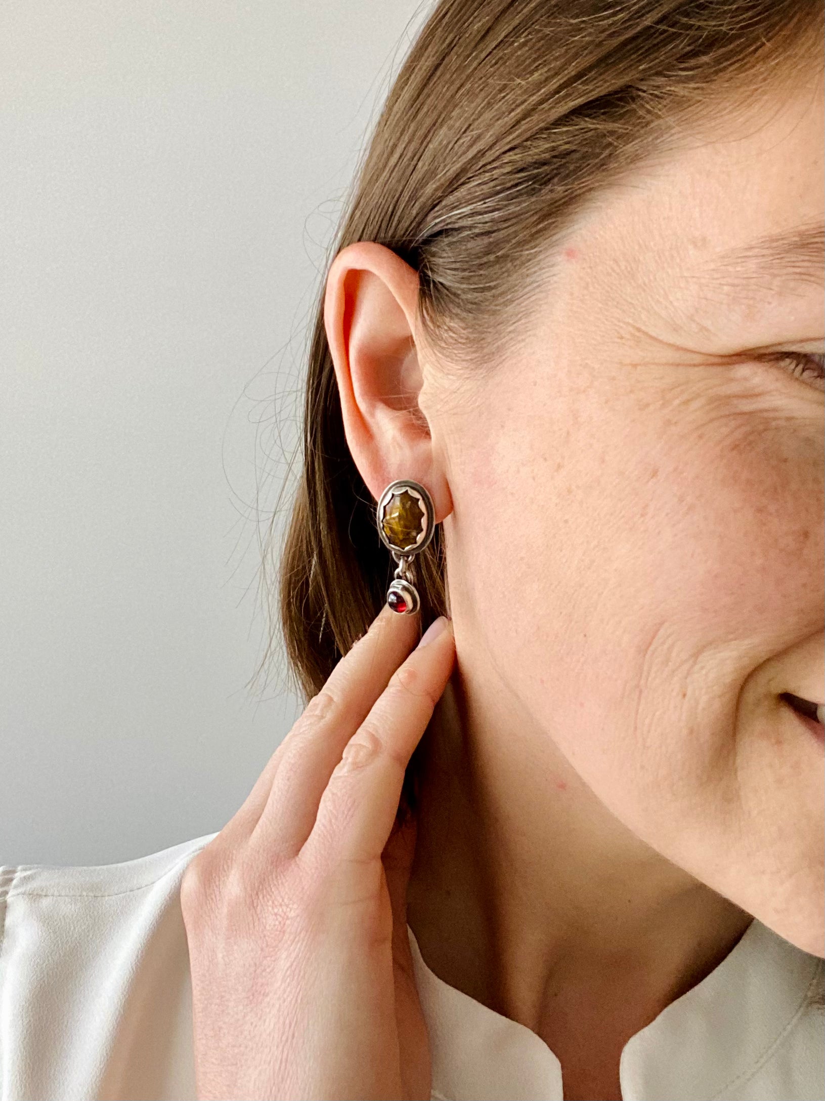 Glow | Pietersite & Garnet Earrings