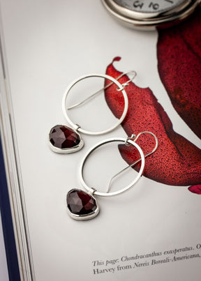 Garnet Hoop Earrings