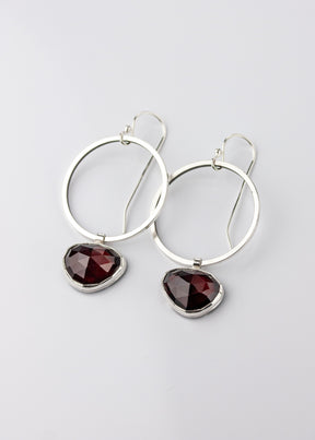 Garnet Hoop Earrings