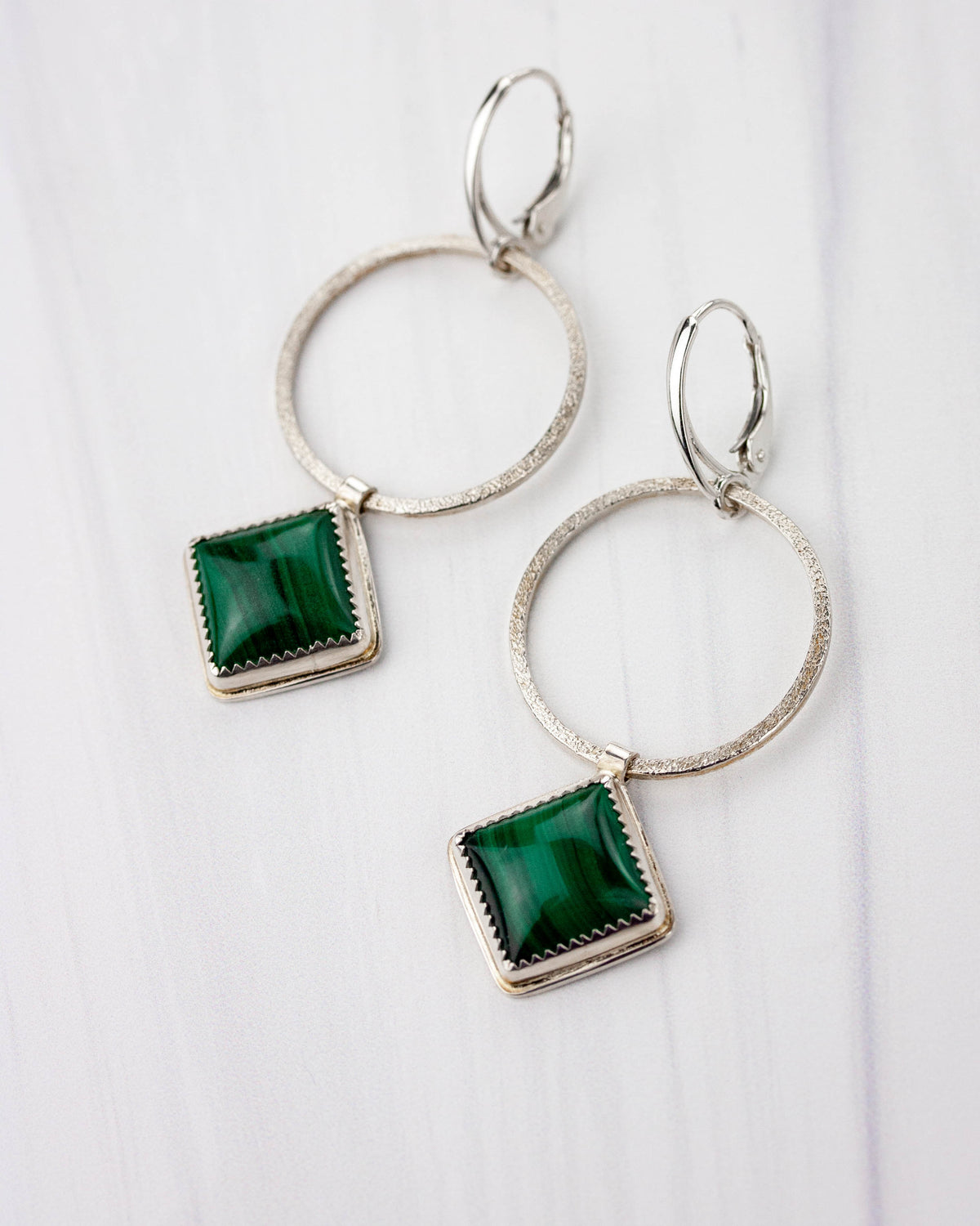 Malachite Hoop Earrings