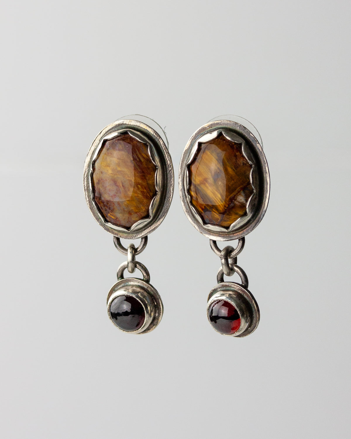 Glow | Pietersite & Garnet Earrings