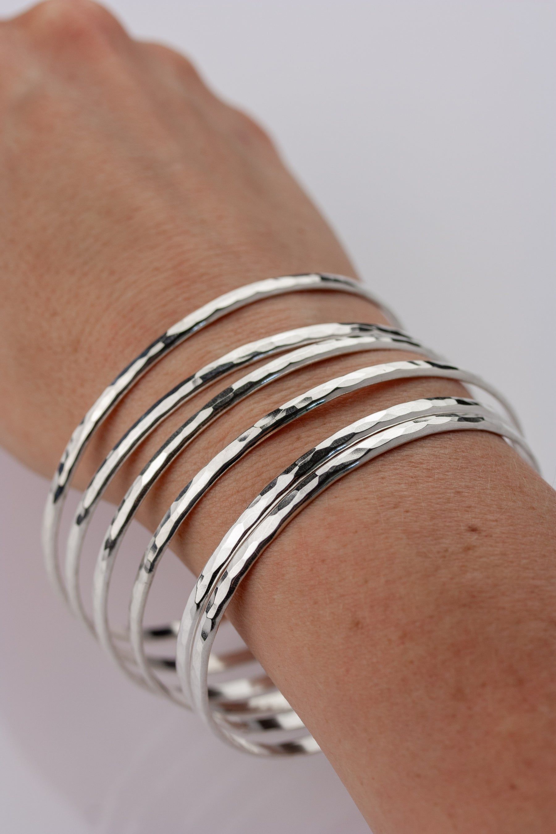 Hammered Sterling Silver Stacking Bangles