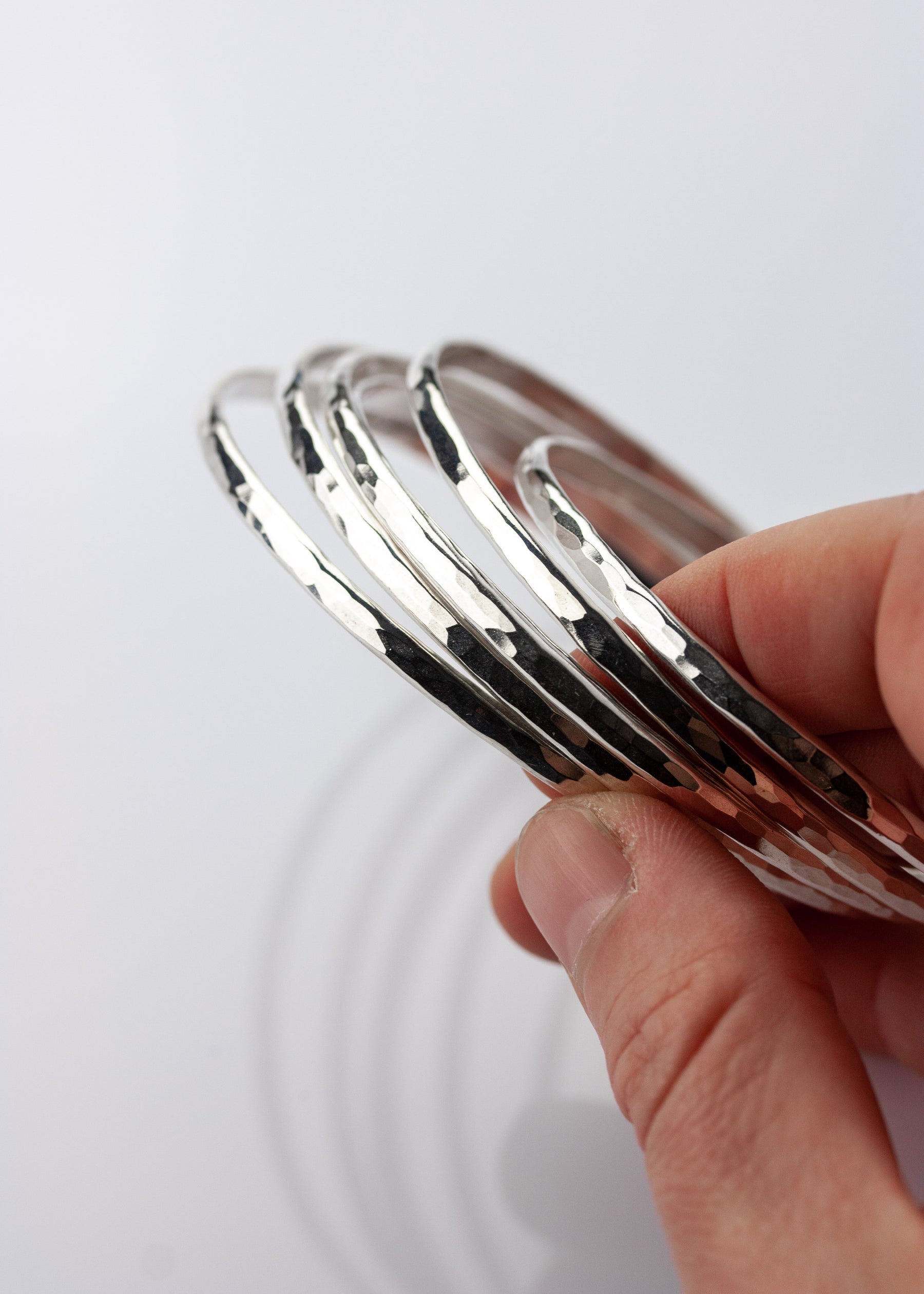 Hammered Sterling Silver Stacking Bangles