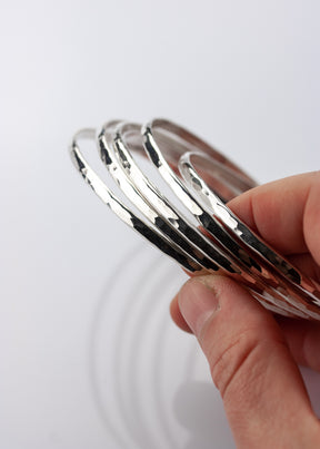 Hammered Sterling Silver Stacking Bangles