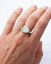 Aqua Chalcedony Hammered Silver Ring