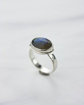 Labradorite Hammered Silver Ring