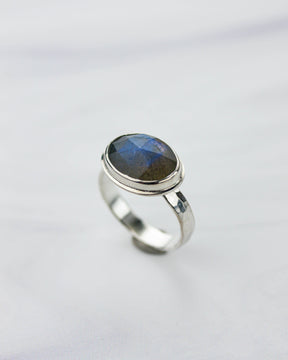Labradorite Hammered Silver Ring