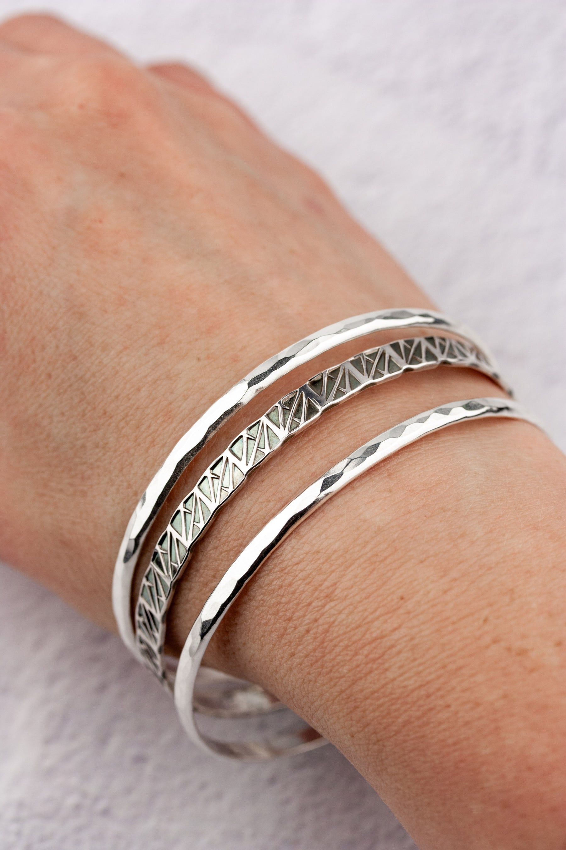 Hammered Sterling Silver Stacking Bangles