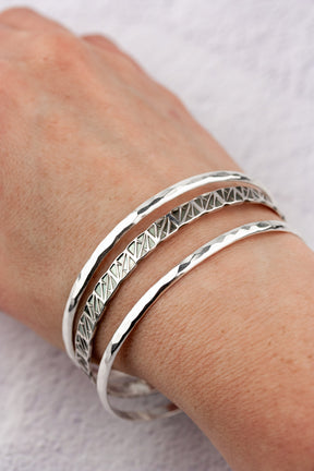 Hammered Sterling Silver Stacking Bangles