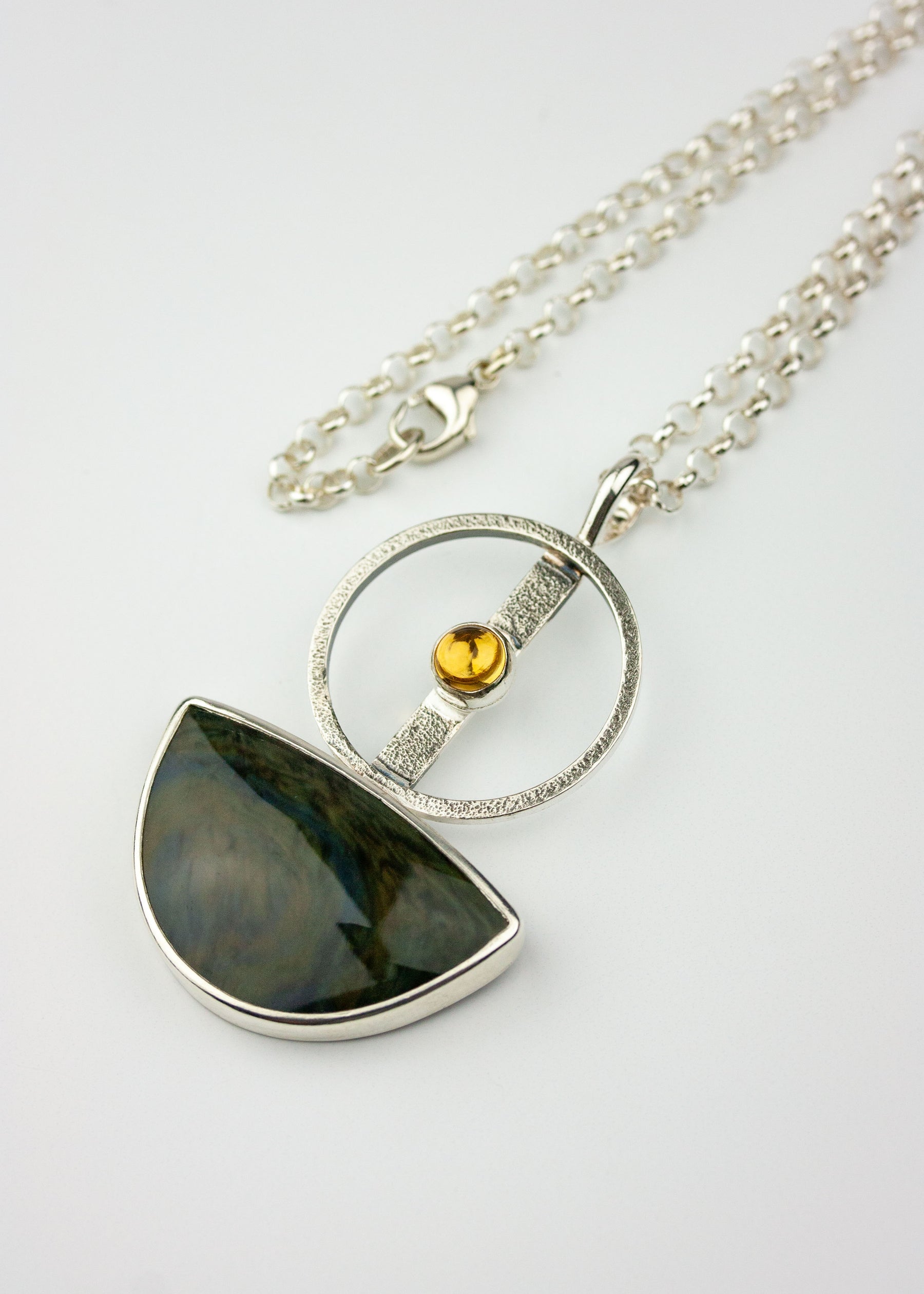 Centered | Obsidian & Citrine Pendant