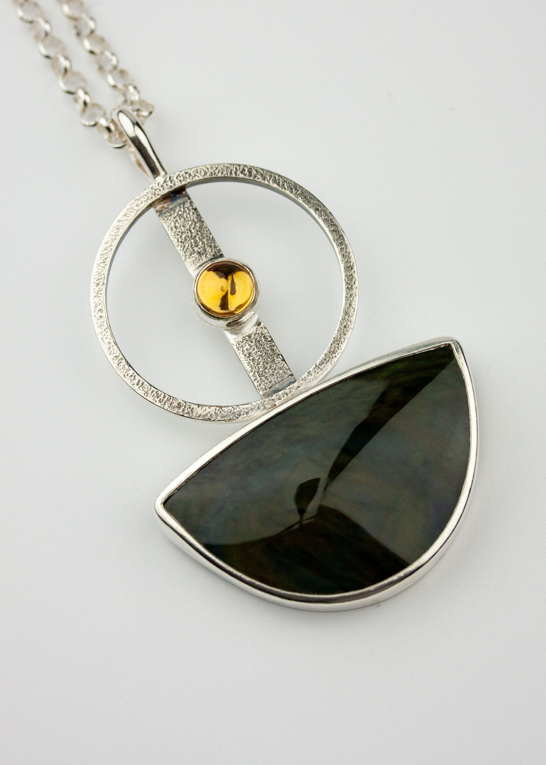 Centered | Obsidian & Citrine Pendant