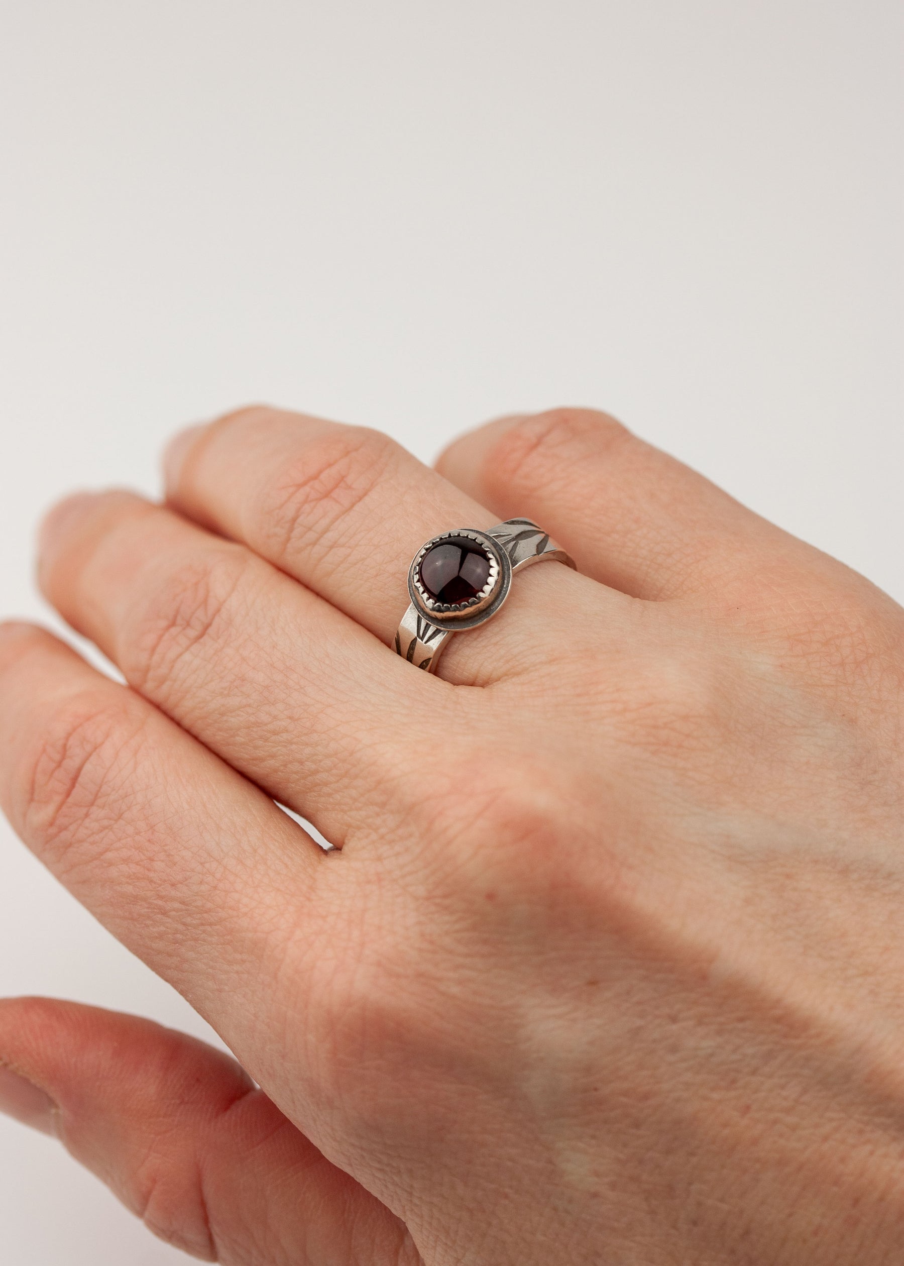 Garnet Dome Ring - US 7.5