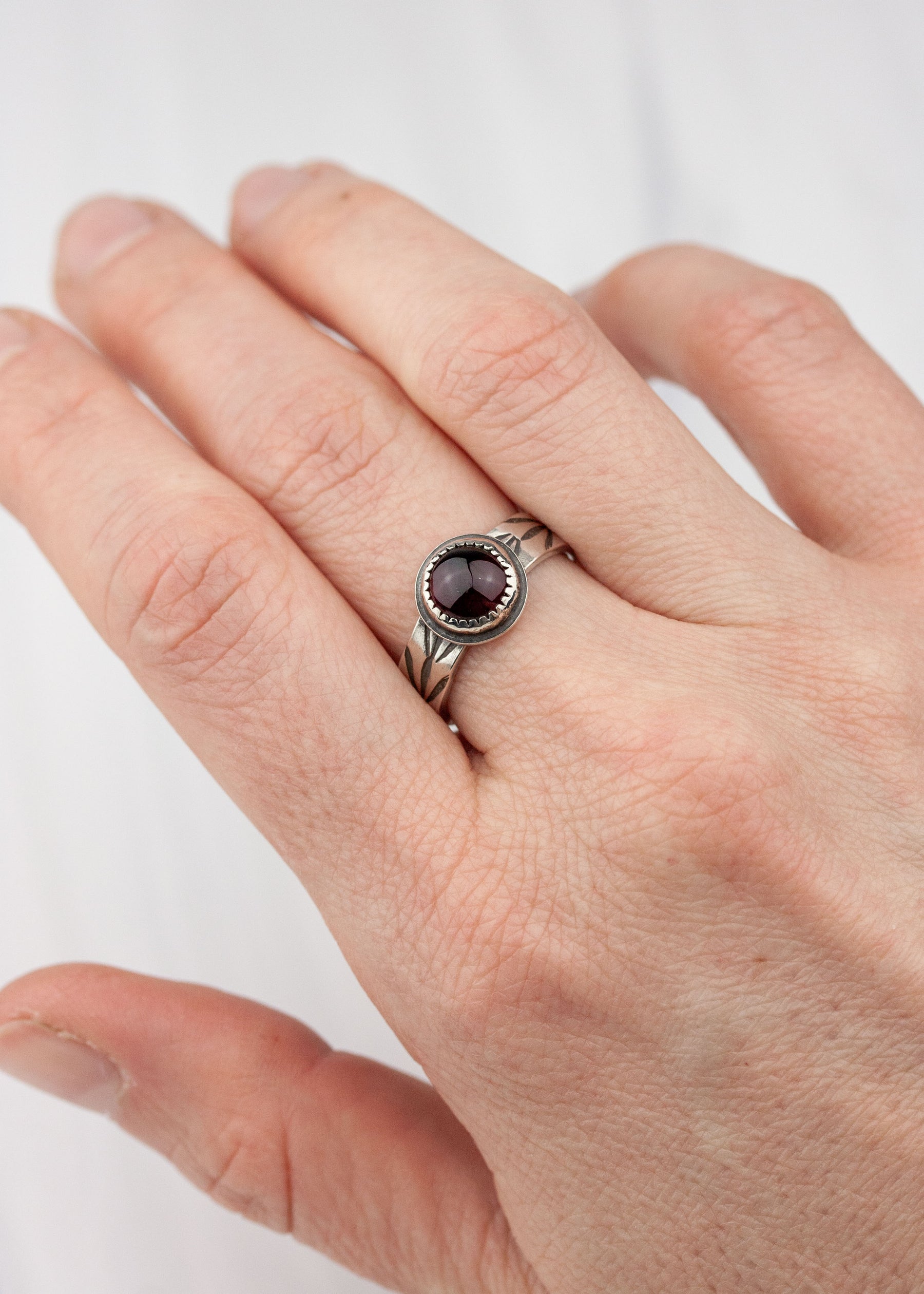 Garnet Dome Ring - US 7.5