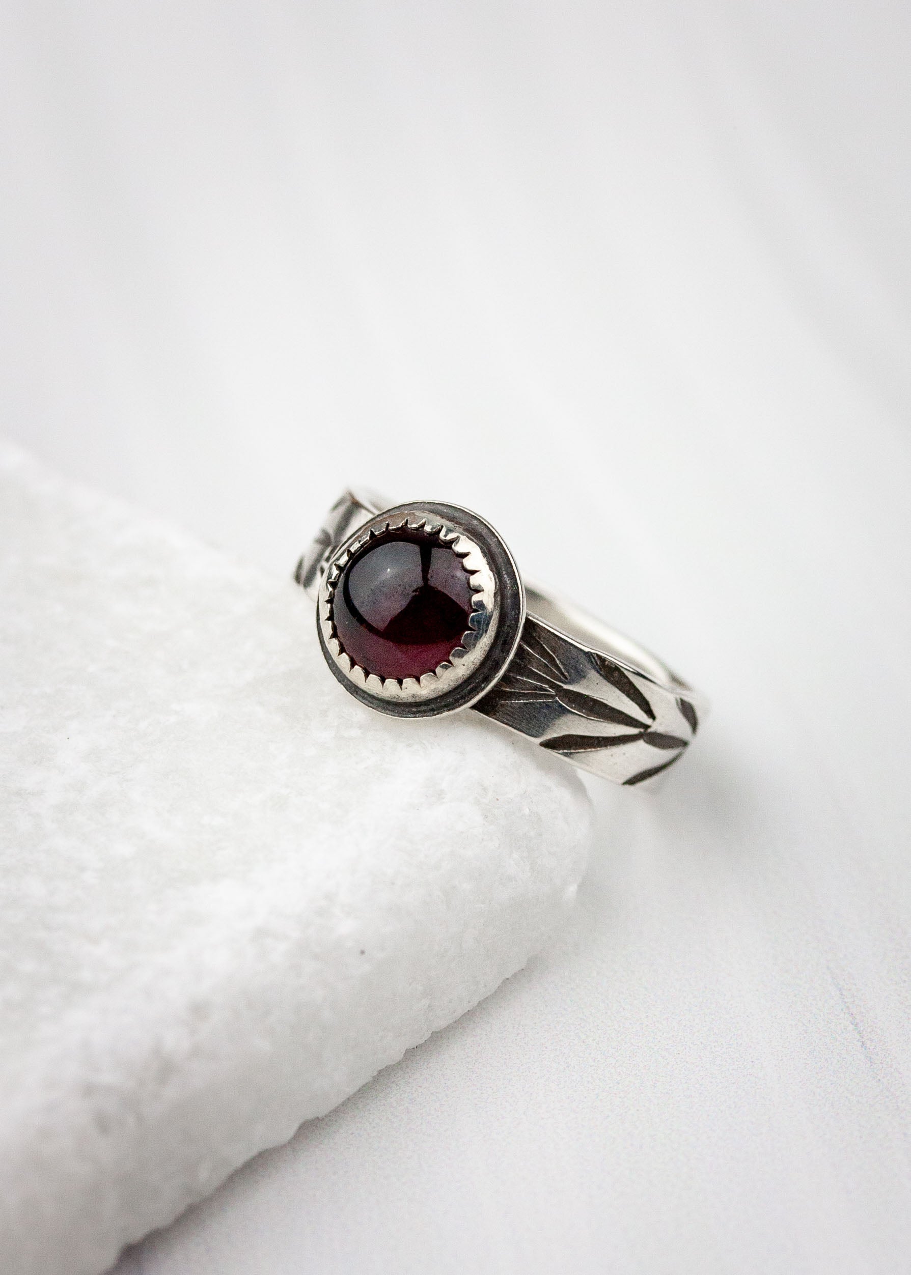 Garnet Dome Ring - US 7.5