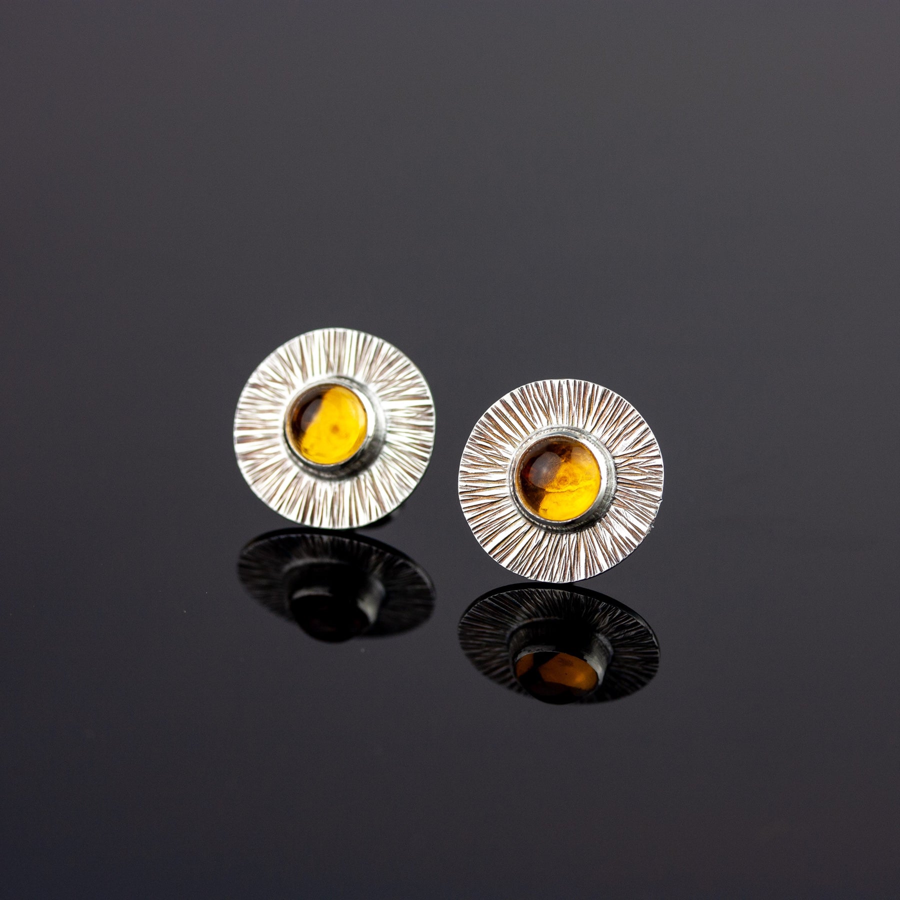 Sunburst Studs - Amethyst, Citrine, or Carnelian