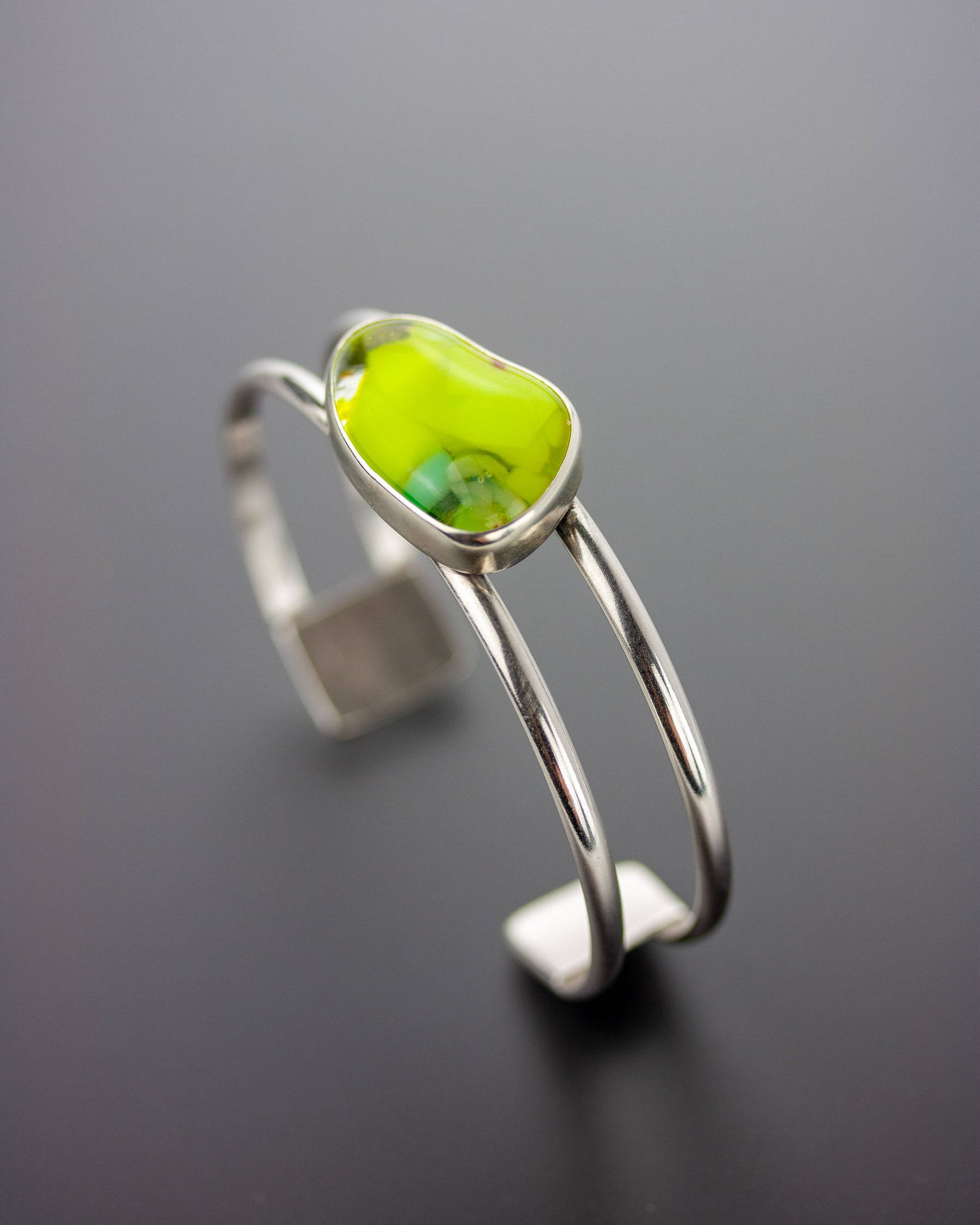 Citron | Yellow Fused Glass Cuff Bracelet