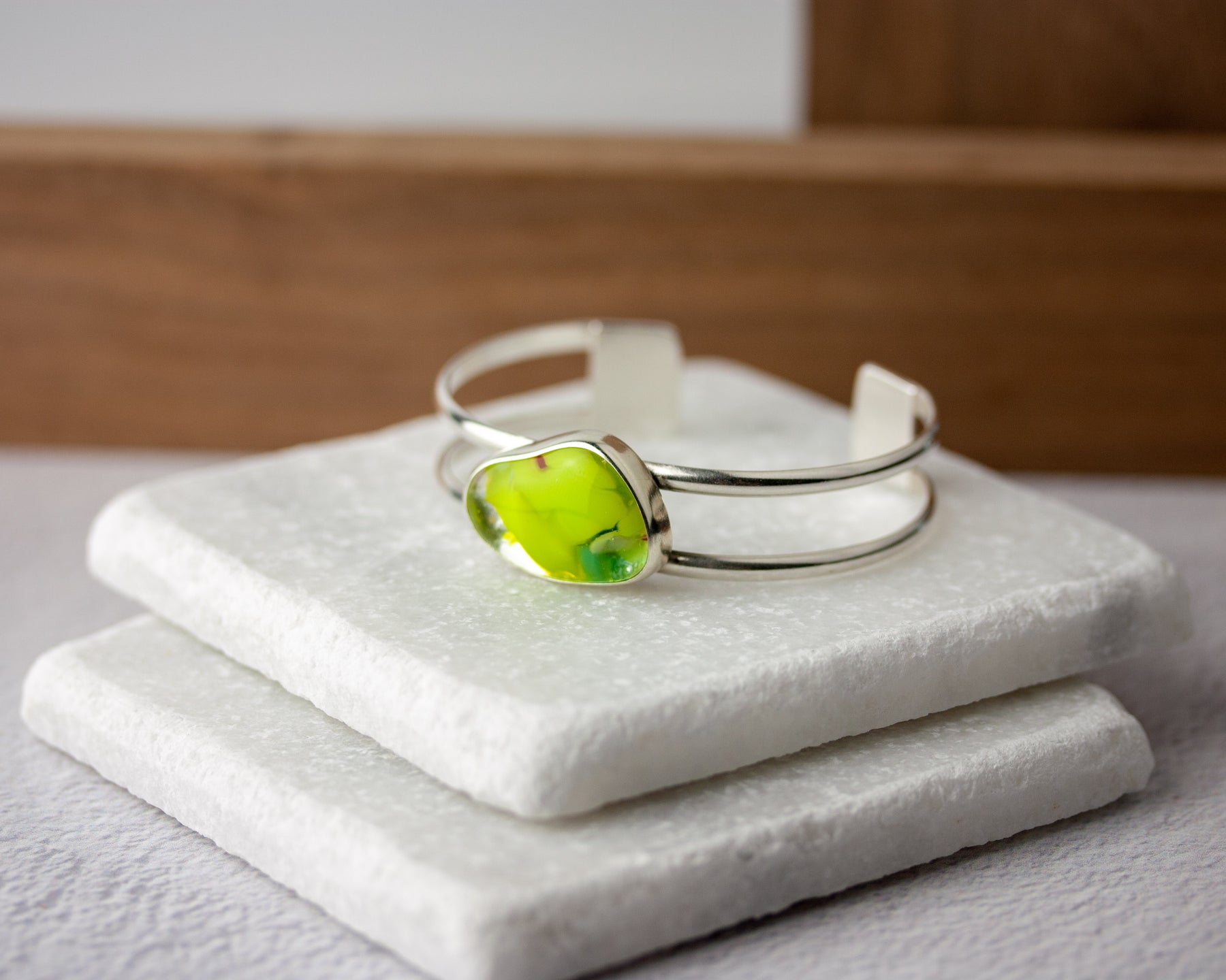 Citron | Yellow Fused Glass Cuff Bracelet