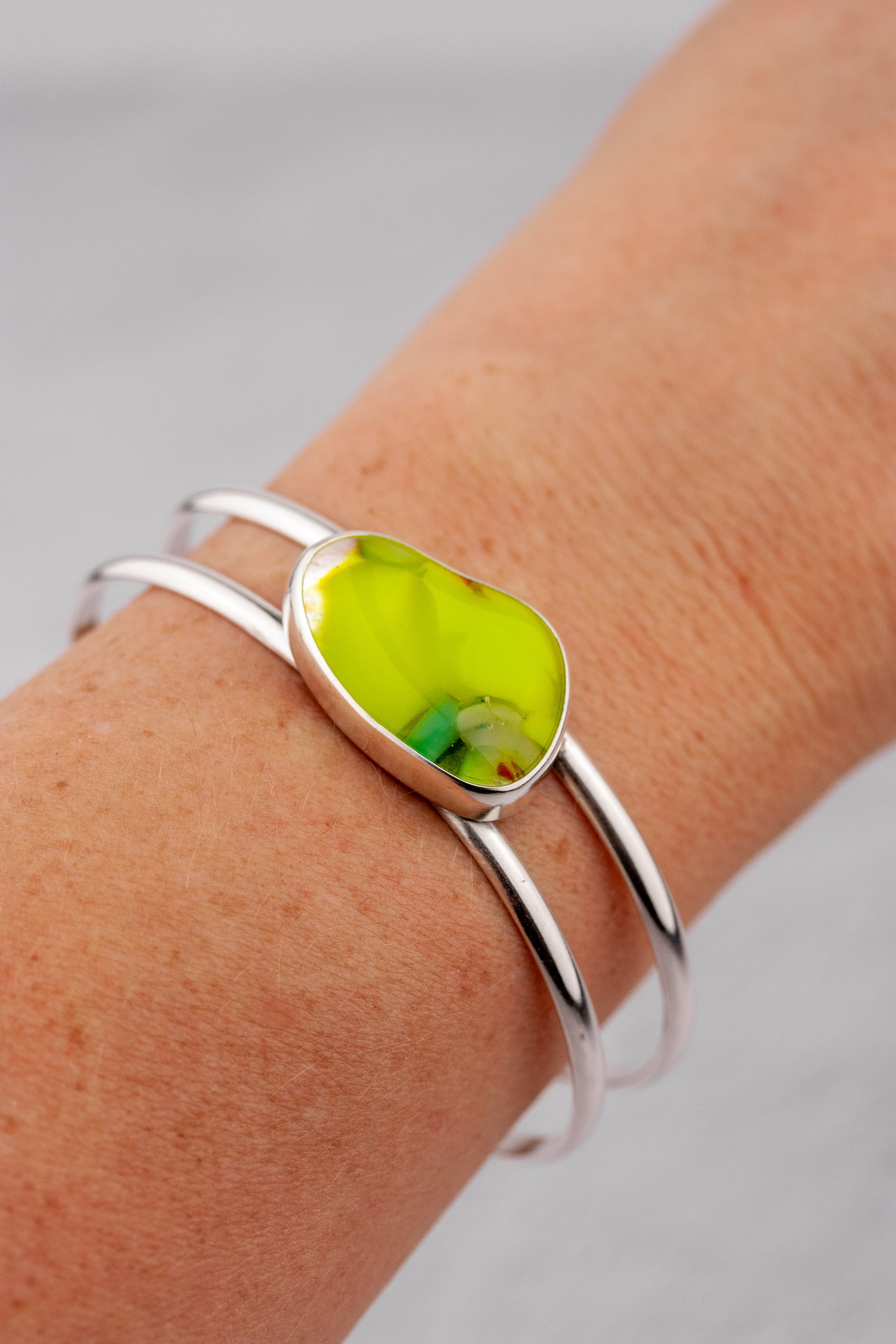 Citron | Yellow Fused Glass Cuff Bracelet