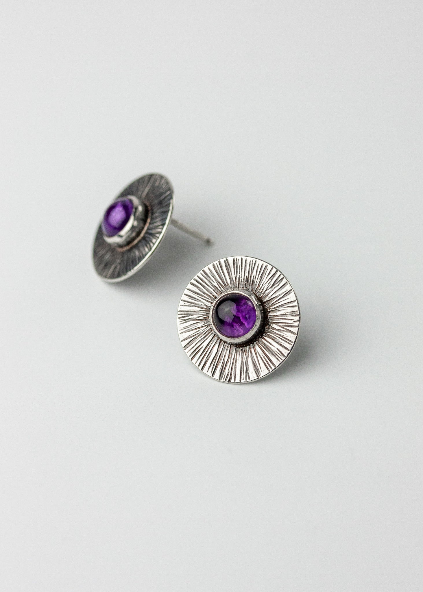 Sunburst Studs - Amethyst, Citrine, or Carnelian