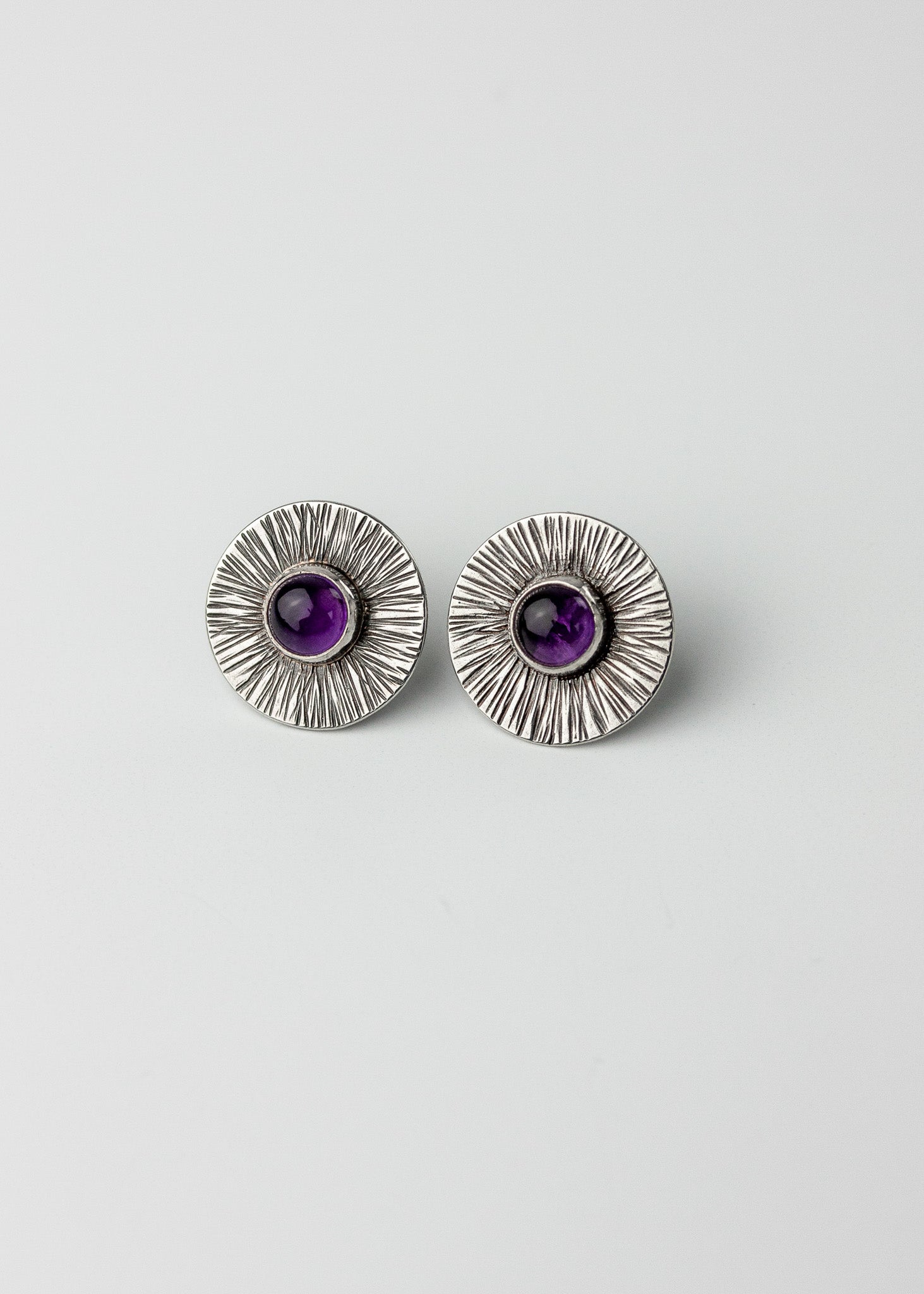 Sunburst Studs - Amethyst, Citrine, or Carnelian